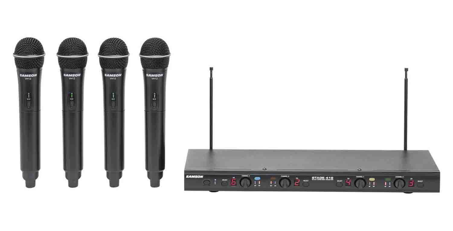 Samson SWS412HH-E, Stage 412 Frequency Agile Quad-Channel Handheld VHF Wireless System - 173 to 198 MHz - Hollywood DJ