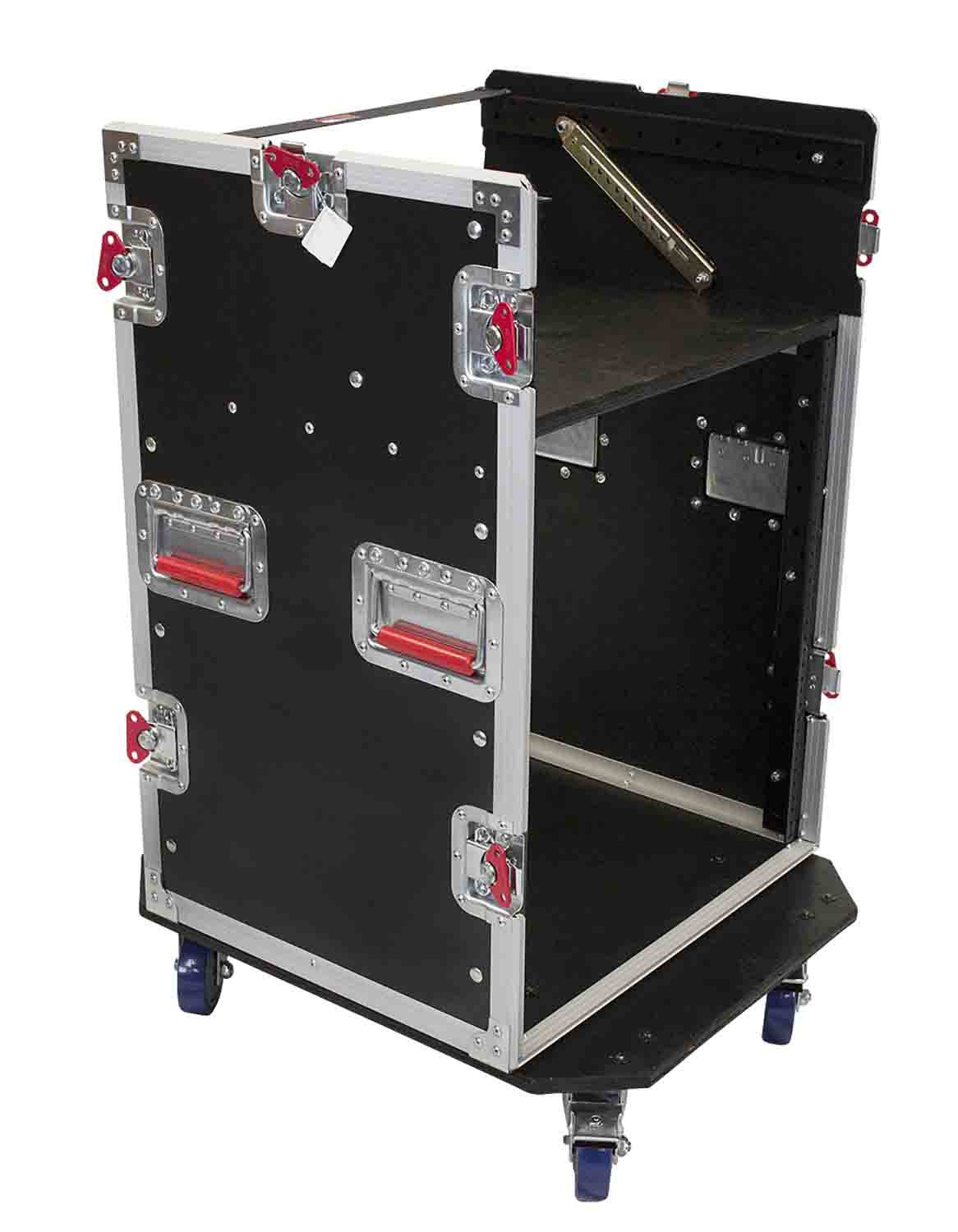 Gator Cases G-TOUR 10X12 PU, 10U Top 12U Side Console Rack Case with Casters - Hollywood DJ