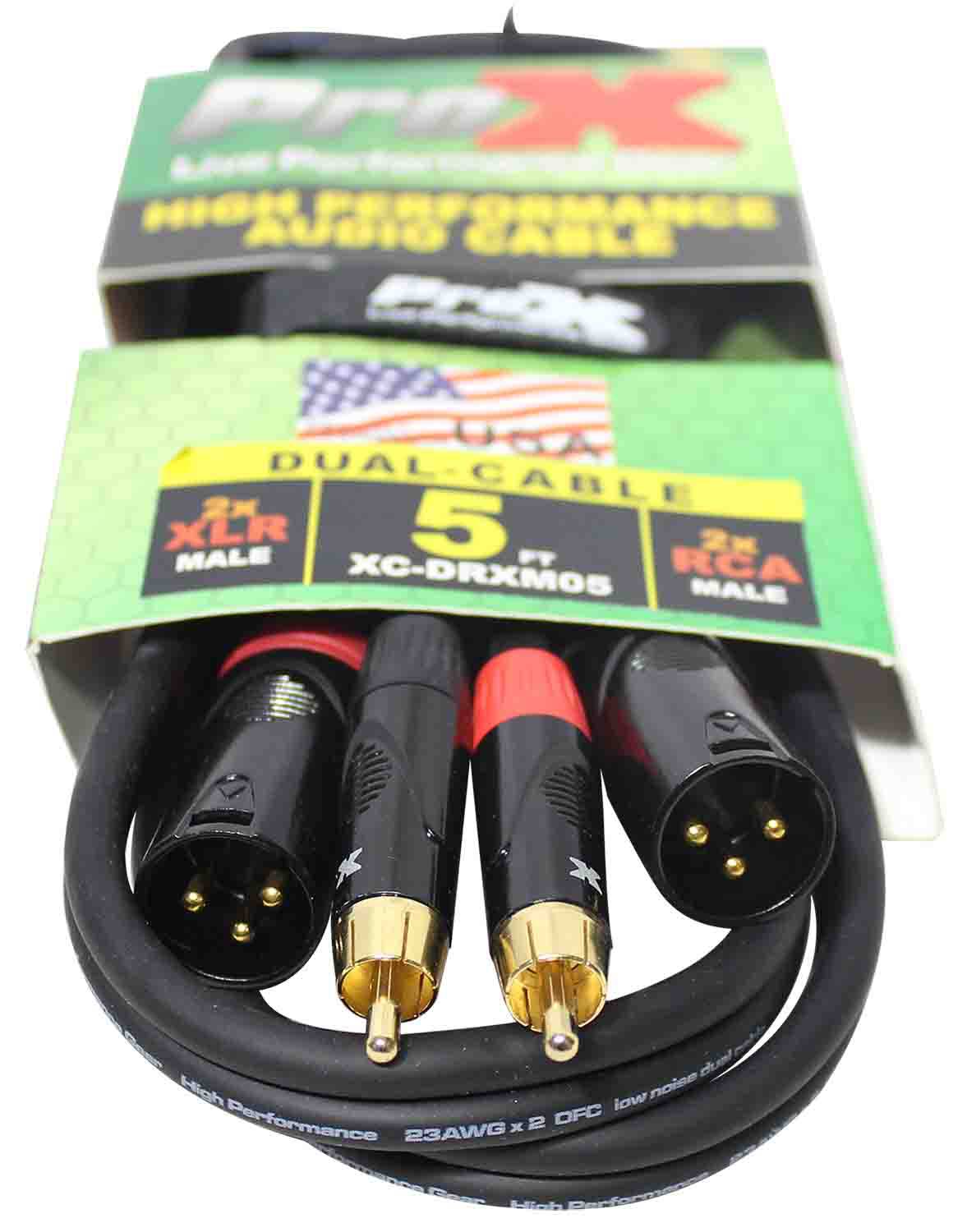 Prox XC-DRXM05 Unbalanced Dual RCA-M to Dual XLR3-M High Performance Audio Cable - 5 Feet - Hollywood DJ