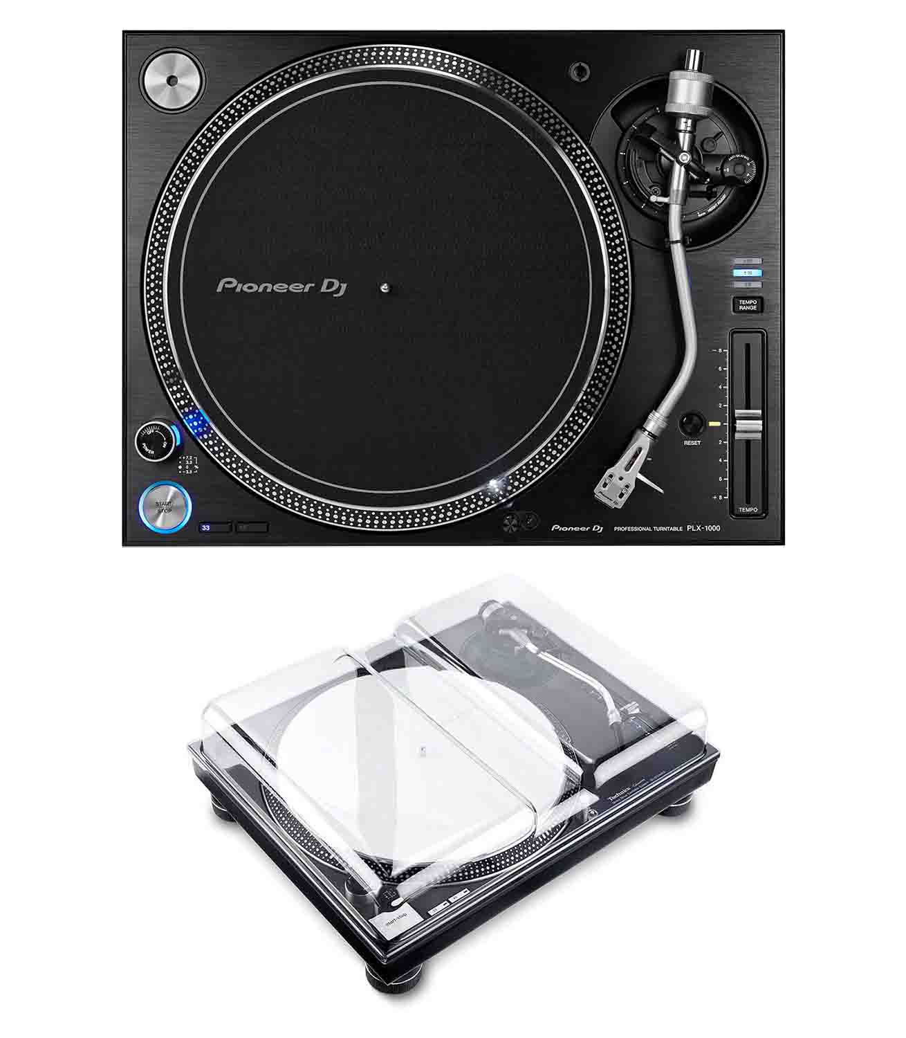 Pioneer DJ PLX-1000 DJ Turntable with Decksaver DS-PC-SL1200 Protection Cover - Bundle - Hollywood DJ