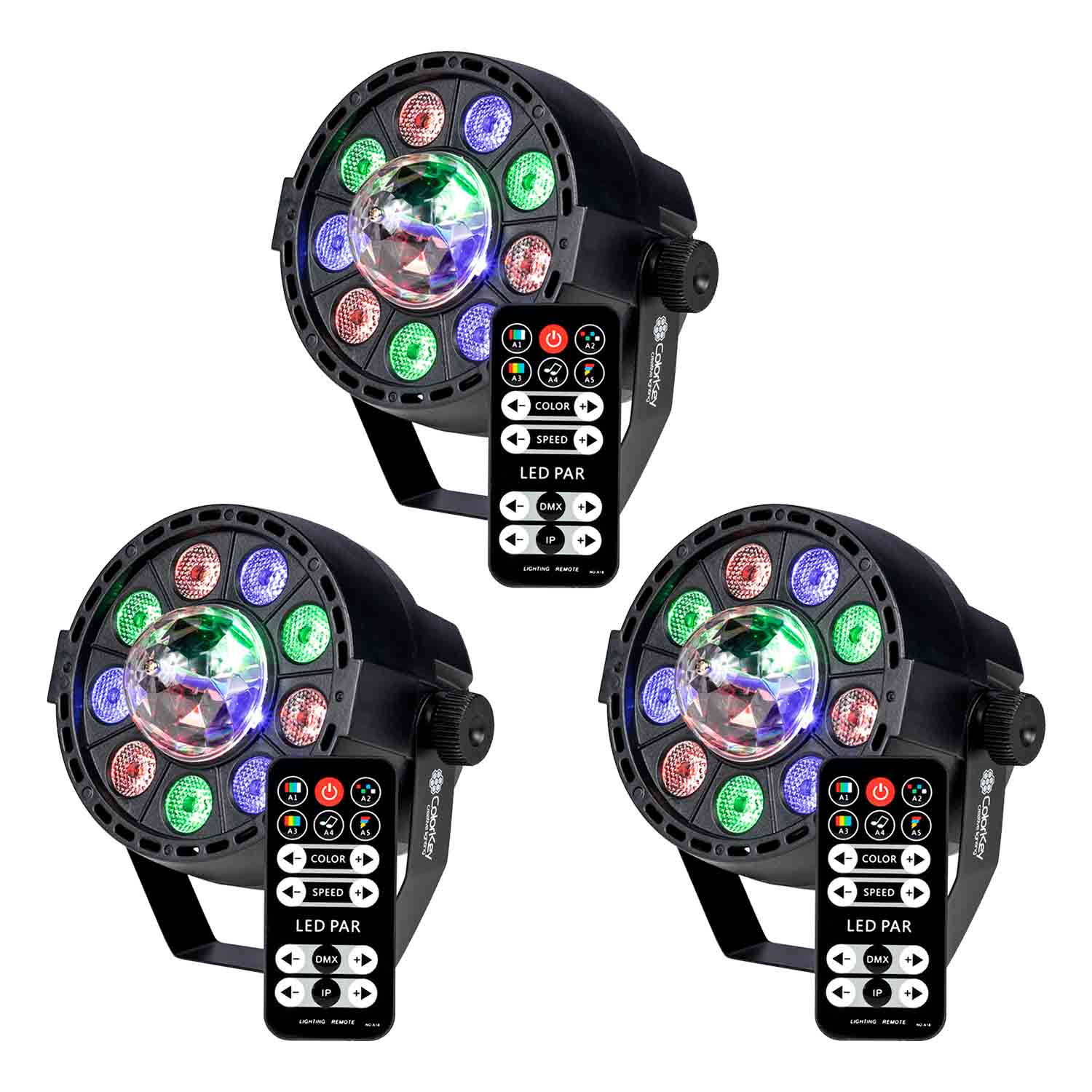 Colorkey Lighting Package with 3 Pack of CKU-1080 Party Lights - Hollywood DJ