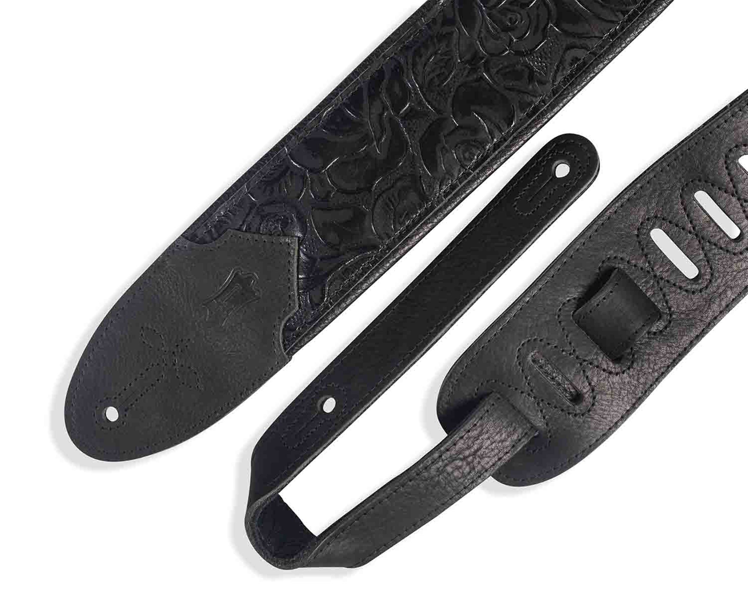 Levy's Leathers M4WP-007 3” Embossed Leather Guitar Strap - Black - Hollywood DJ