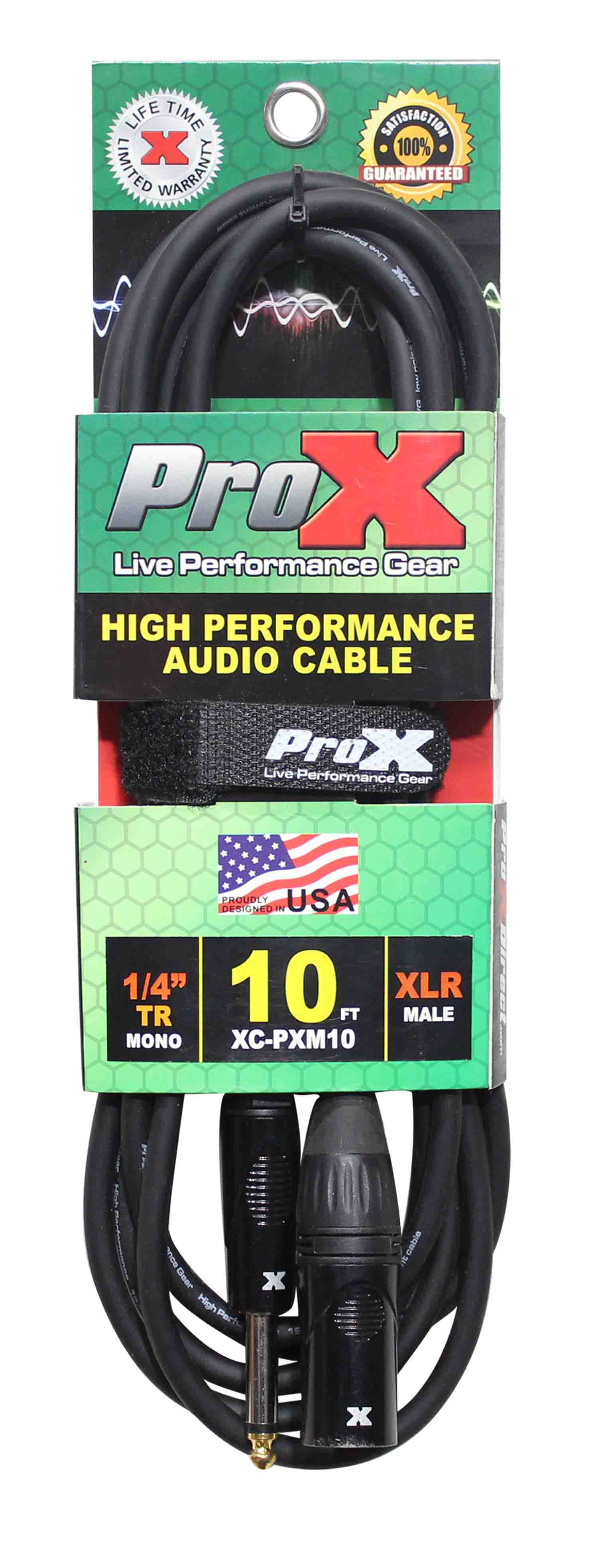 Prox XC-PXM10 Unbalanced 1/4" TS-M to XLR3-M High Performance Audio Cable - 10 Feet - Hollywood DJ