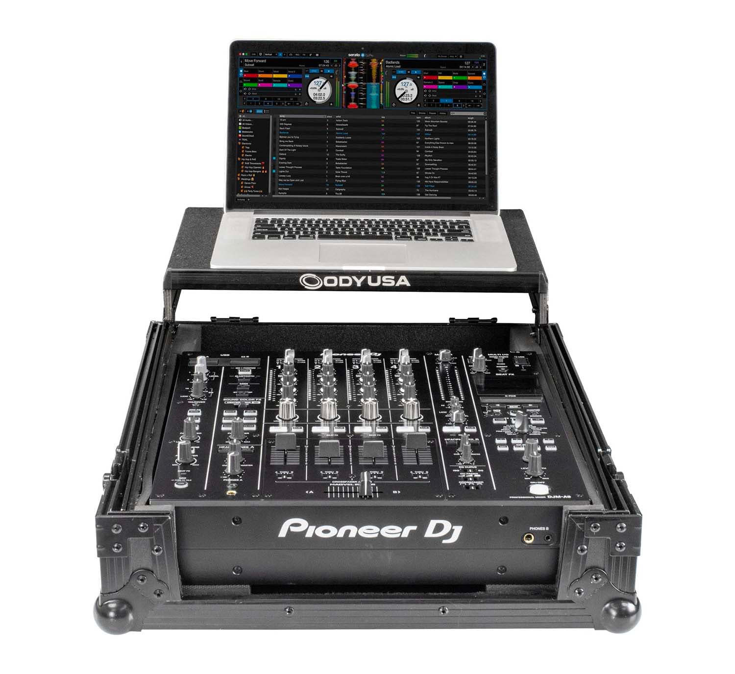 Odyssey FZGSDJMA9BL DJ Flight Case with Glide Style Laptop Platform for Pioneer DJ DJM-A9 -Black Label - Hollywood DJ