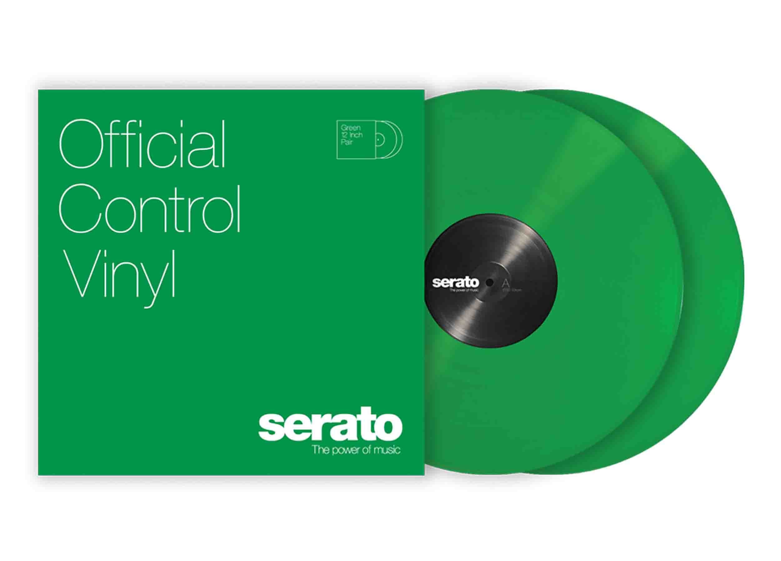 Serato SCV-PS-GRN-OV 12" Green Control Vinyl pressing for Serato DJ Pro (Pair) - Hollywood DJ