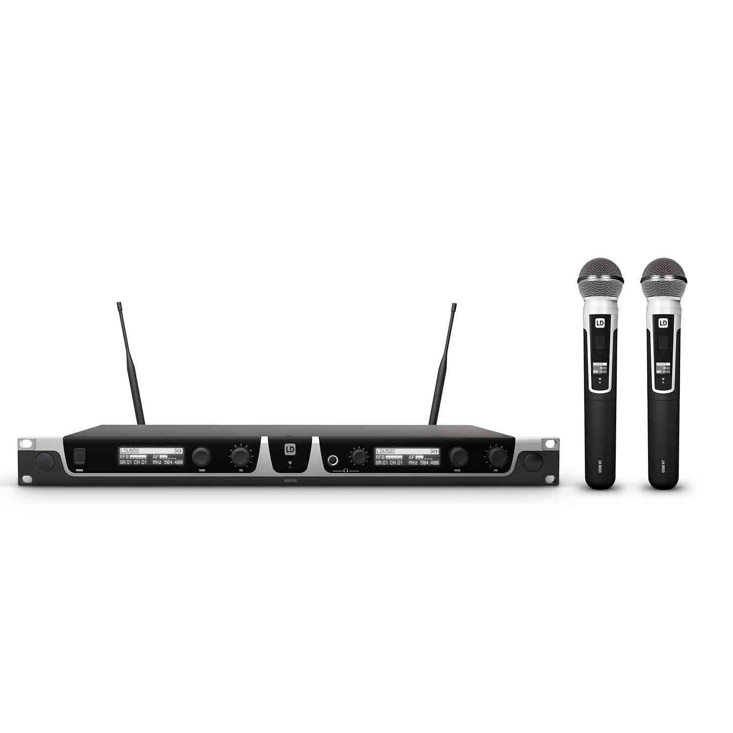 LD Systems U505 HHD 2 Dual Wireless Microphone System with 2 x Dynamic Handheld Microphone - Hollywood DJ
