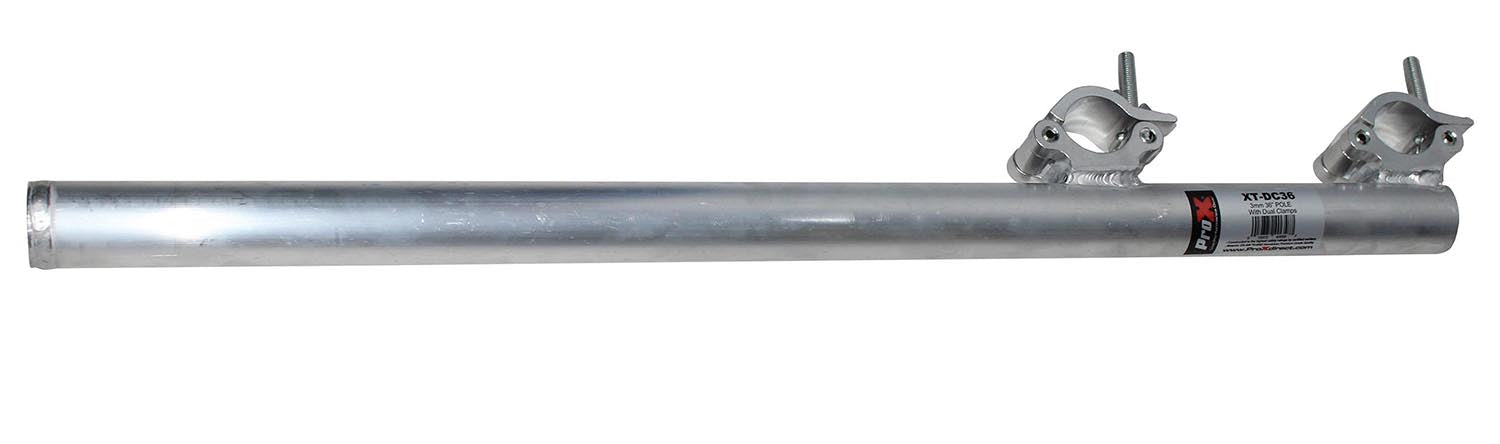 ProX XT-DC36, 3mm Mounting F34 F32 Truss Pole with Dual Clamps 360 Lbs Load - 36 Inch - Hollywood DJ