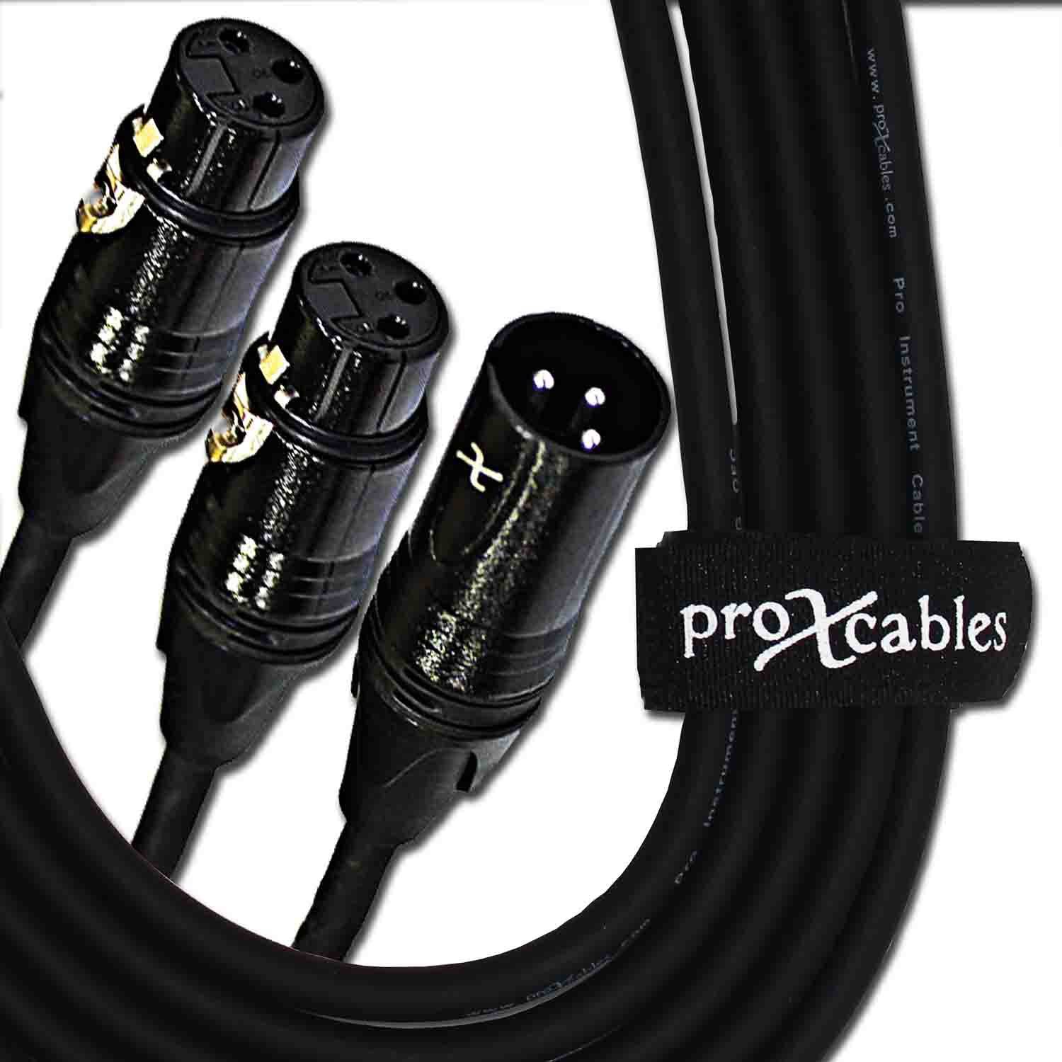 Prox XC-YXM25 Balanced XLR-M to Dual XLR-F High Performance Audio Y Cable - 25 Feet - Hollywood DJ