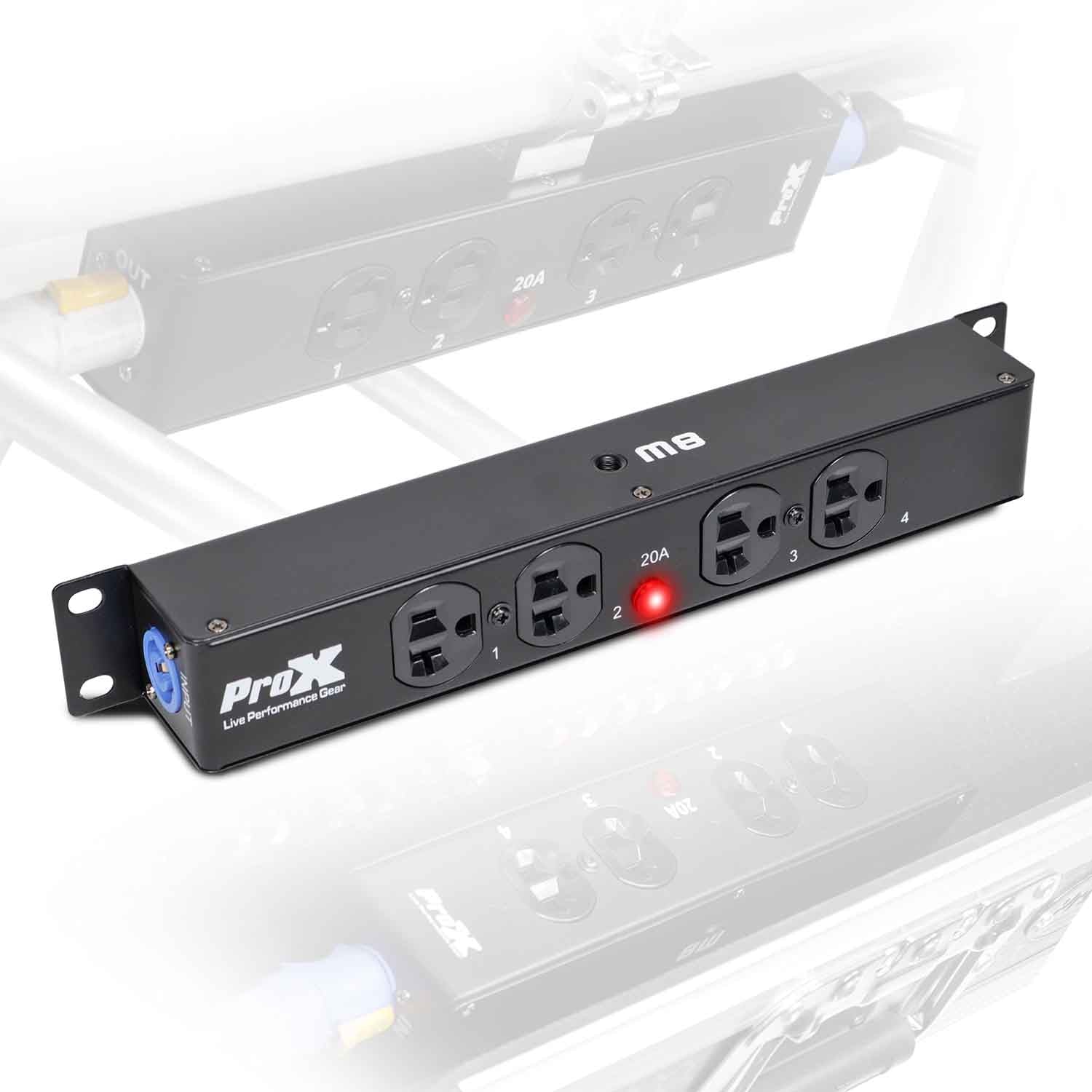 ProX X-PWEX4 BOX Power Center for Indoor Power Connector Compatible to 4X Edison Power Outlet - Hollywood DJ