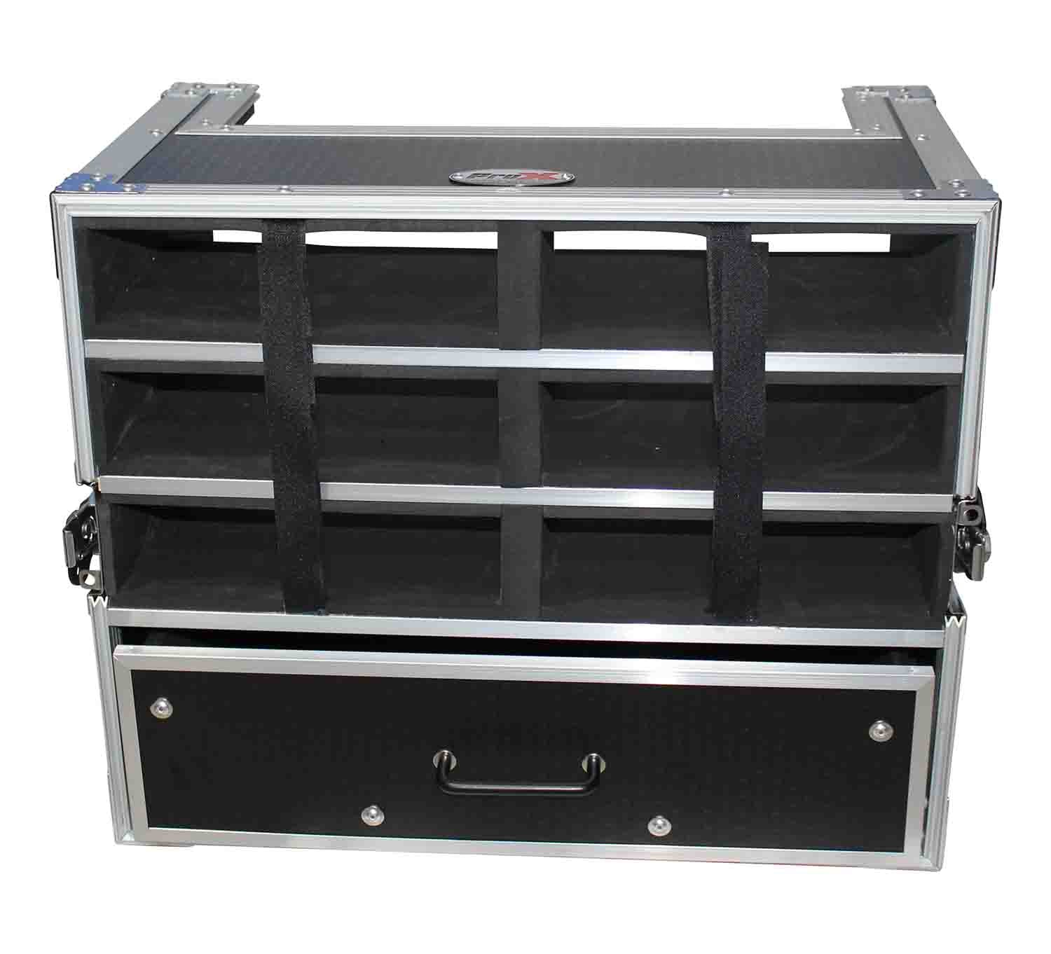 ProX XS-6WM3DR Wireless Microphone Case for 6 Units and Handheld Storage with Drawer - Hollywood DJ