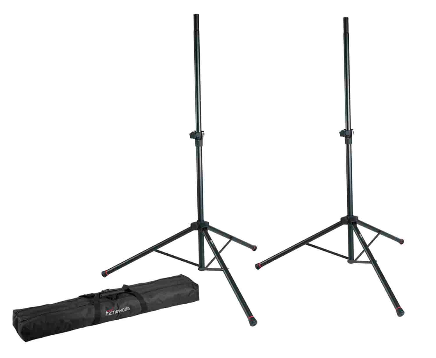 Gator Frameworks GFW-SPK-2000SET Lightweight Aluminium Speaker Stand with Carry Bag - Pair - Hollywood DJ