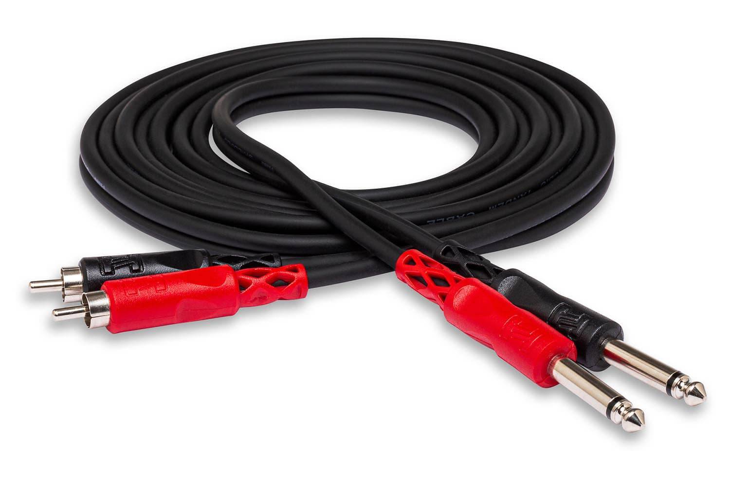 Hosa Stereo Interconnect Cable Dual 1/4-inch TS Male to Dual RCA Male - Hollywood DJ