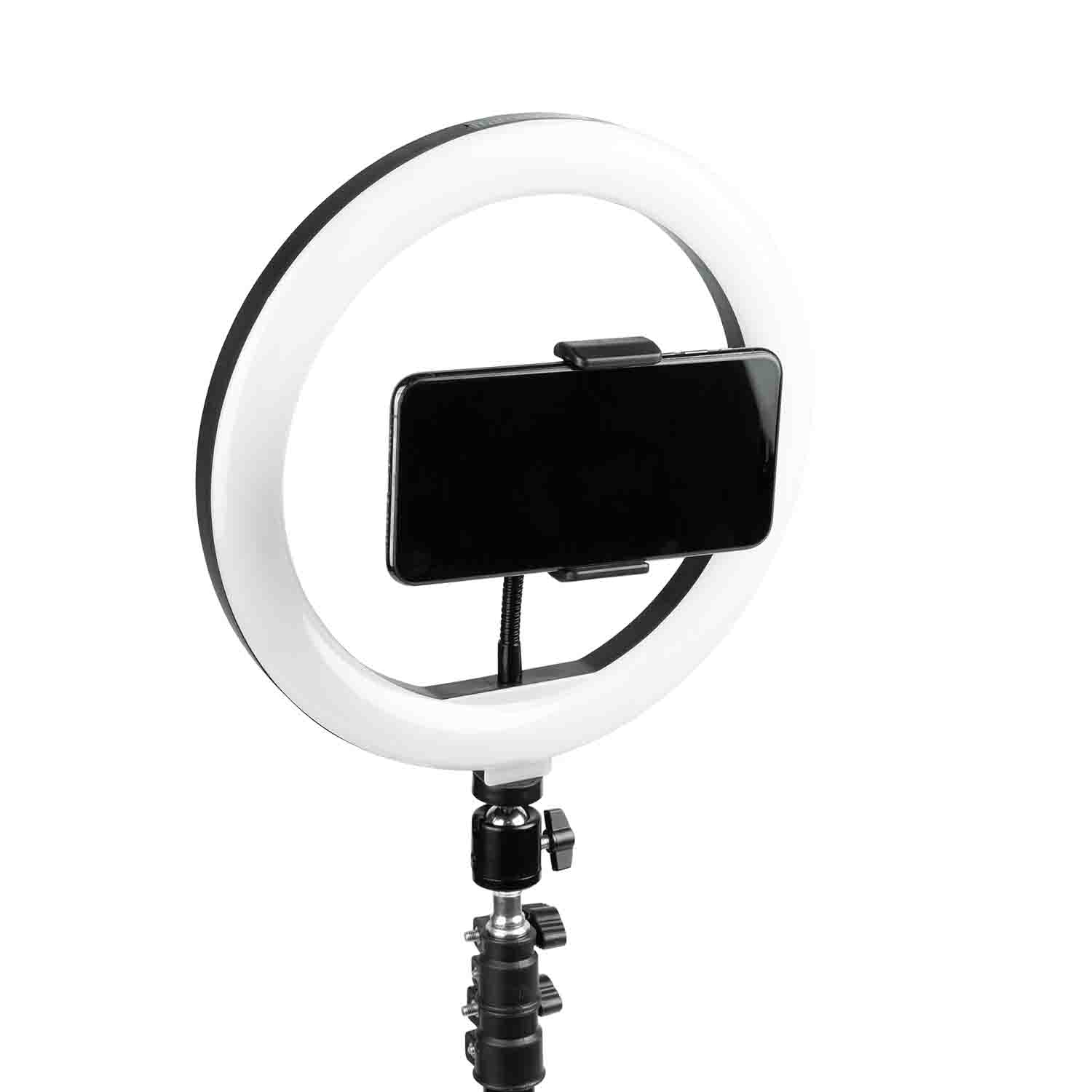 Gator Frameworks GFW-RINGLIGHTTRIPD 10 Inch LED Ring Light Stand with Phone Holder and Tripod Base - Hollywood DJ
