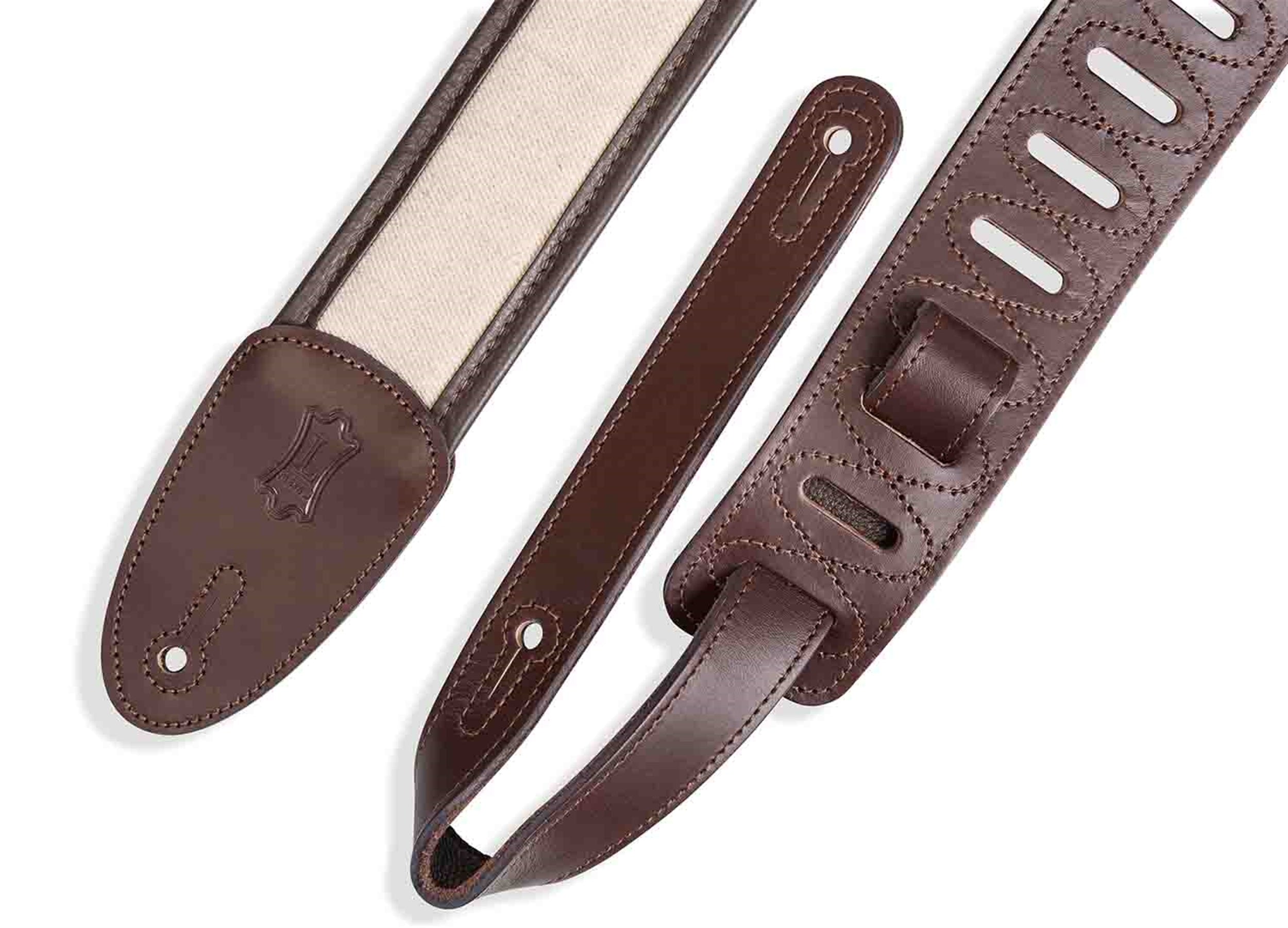 Levy's Leathers MHG2-DBR 2.5” Hemp Guitar Strap with Supple Padding Wrapped in Garment Leather. - Hollywood DJ