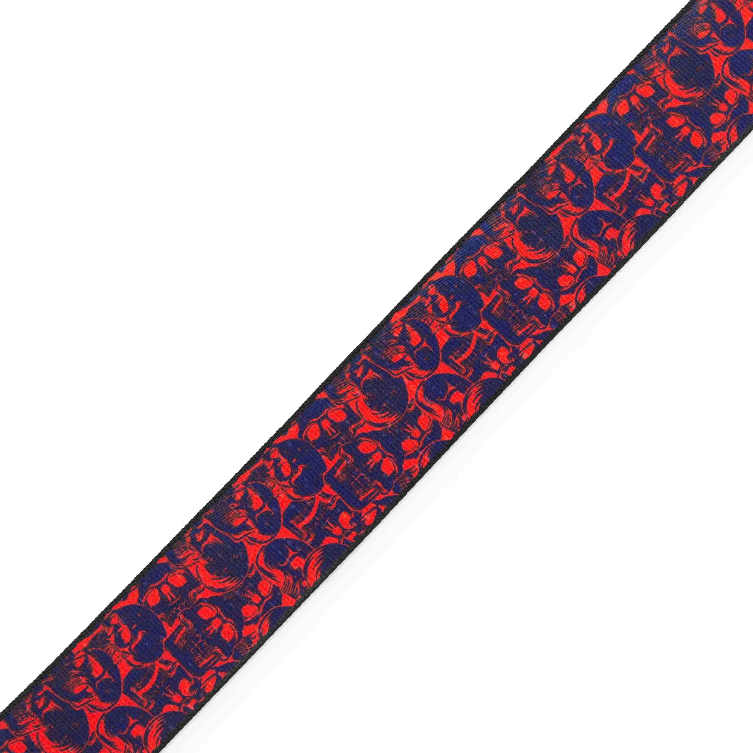 Levy's Leathers MPD2-110 2” Wide Polyester Guitar Strap with Purple and Red Skulls Motif - Hollywood DJ