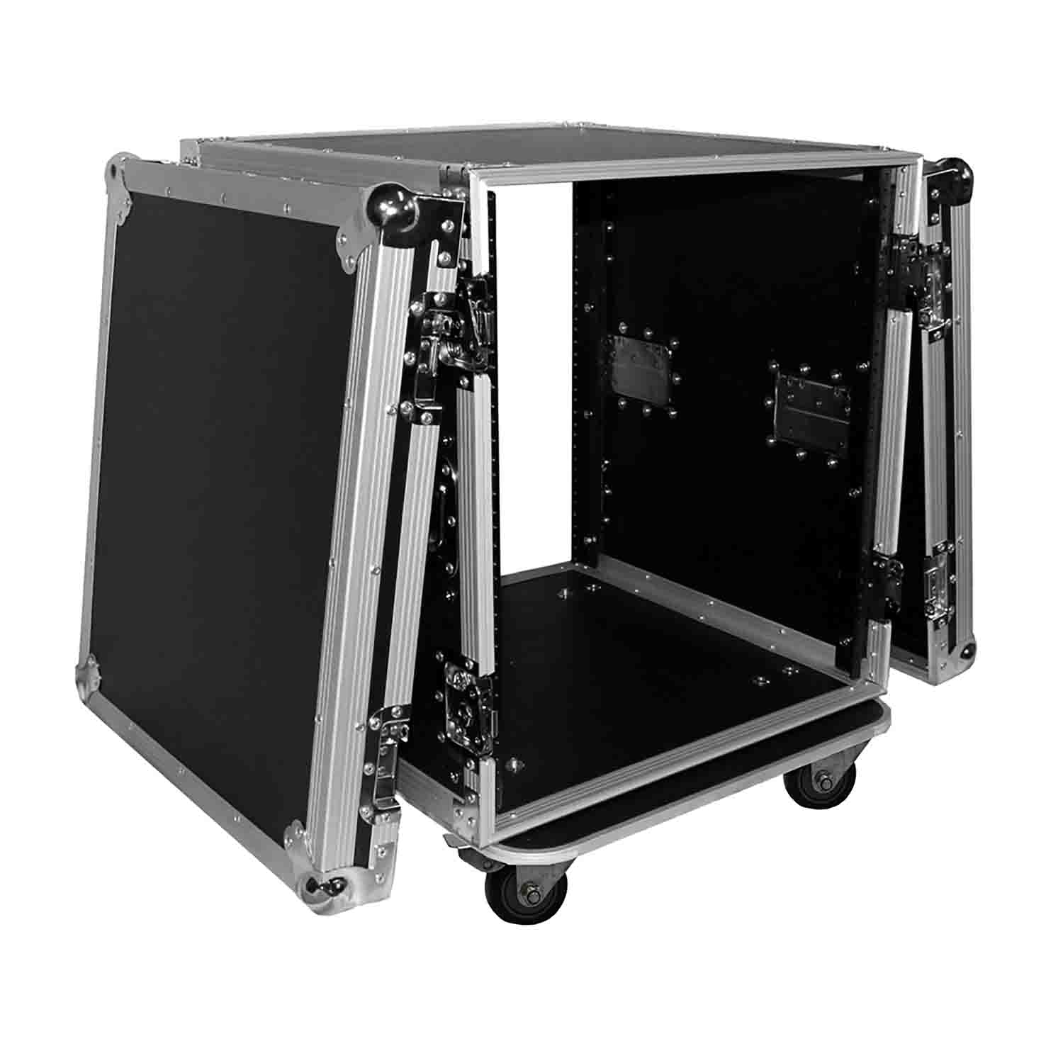 ProX T-12RSS, 12U Space Amp Rack Mount ATA Flight Case 19 Inch Depth W-Casters - Hollywood DJ