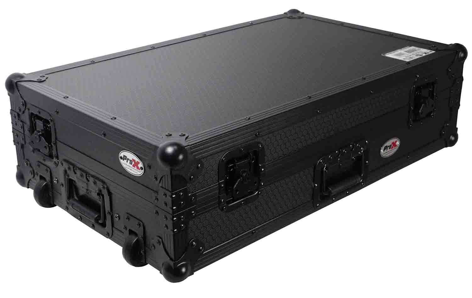 ProX XS-DDJFLX6 WLTBL Flight Case for Pioneer DDJ-FLX6 with Glide Sliding Laptop Shelf and Wheels - Black on Black Hardware - Hollywood DJ