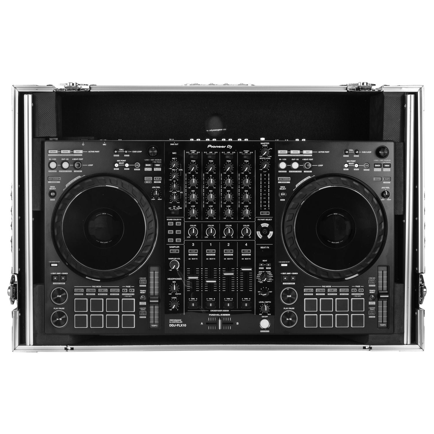 Odyssey FZGSFLX10W1M 1U Flight Case with Glide Style Laptop Platform and Wheels for Pioneer DDJ-FLX10 - Hollywood DJ