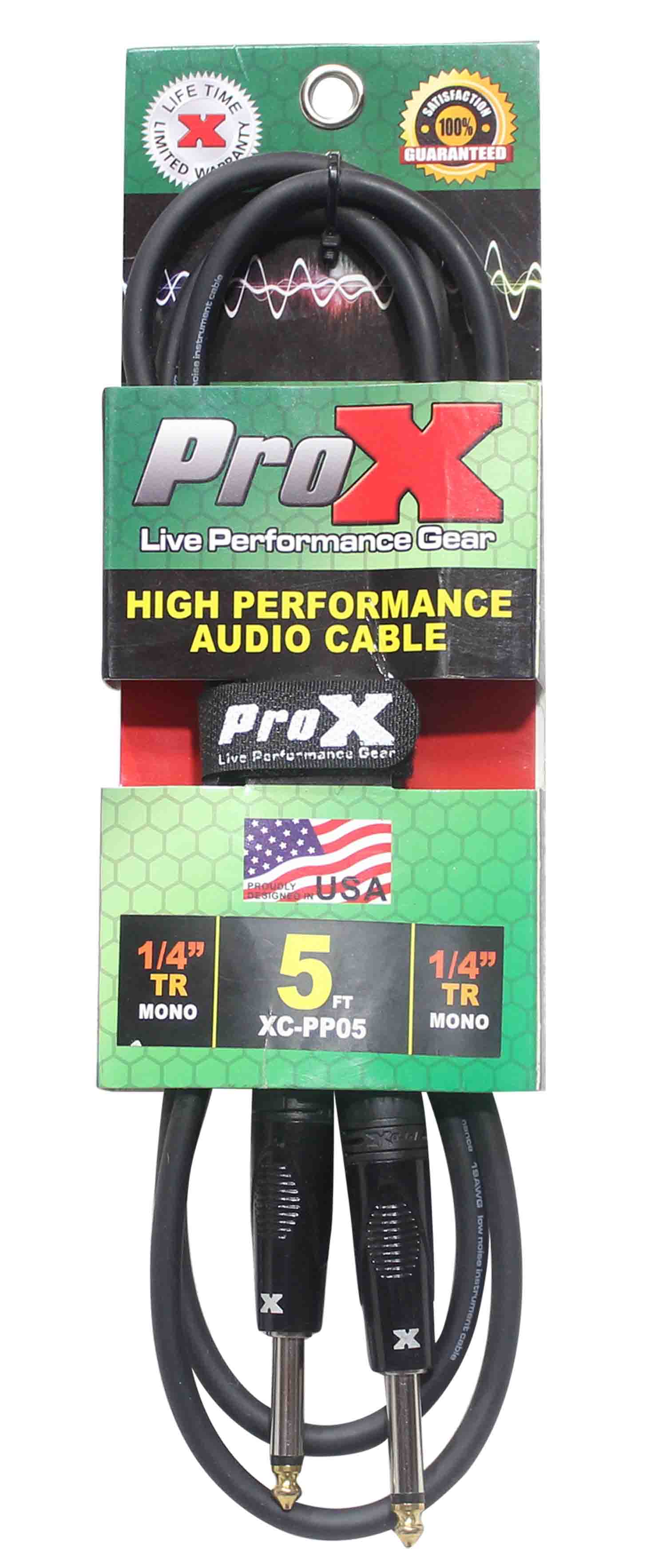 Prox XC-PP05 Unbalanced 1/4" TS-M to 1/4" TS-M High Performance Audio Cable - 5 Feet - Hollywood DJ