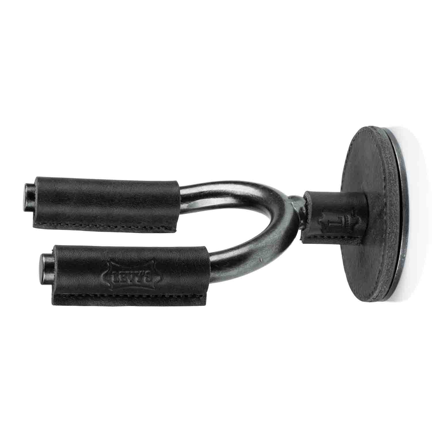 Levy's Leathers LVY-FGHNGR-SMBK Smoke Forged Guitar Hanger with Black Leather - Hollywood DJ