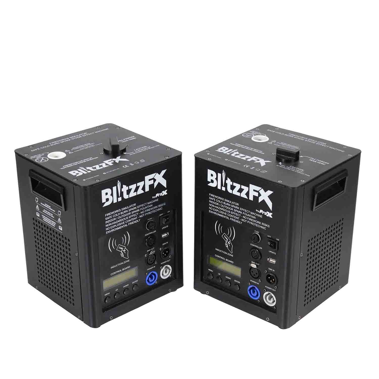 ProX X-BLITZZFX X2 Blitzz FX Set of Two Smaller Model Cold Spark Machines with Flight Case - Hollywood DJ