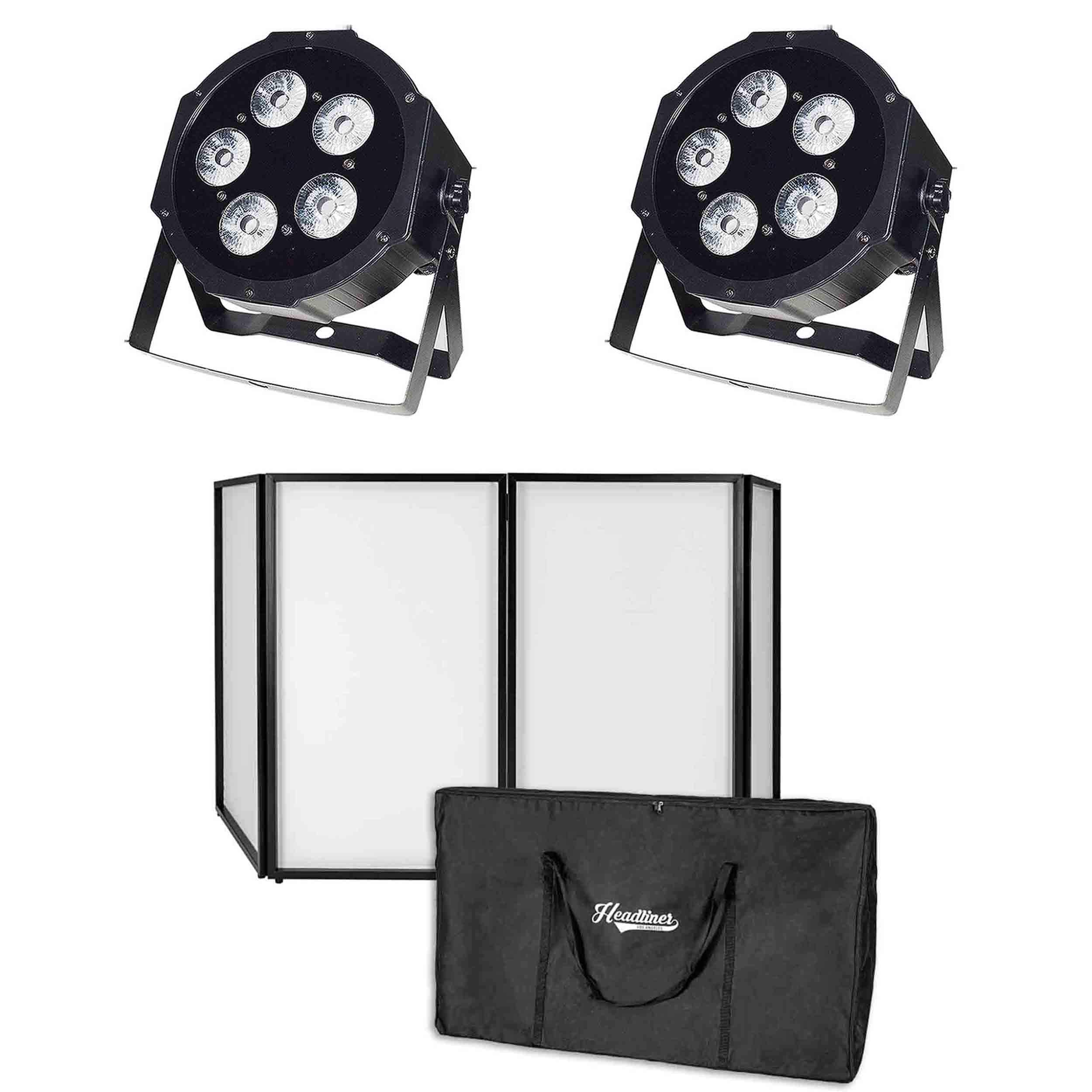 Headliner Santa Monica Portable DJ Facade with 2 WaferPar HEX 5 MKII Low Profile Wash Lights - Hollywood DJ