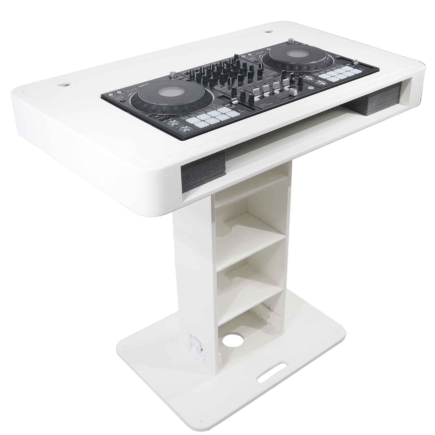 ProX XZF-DJCTWCASE Control Tower DJ Stand with Laptop Stand, and Travel Cases - White Finish - Hollywood DJ