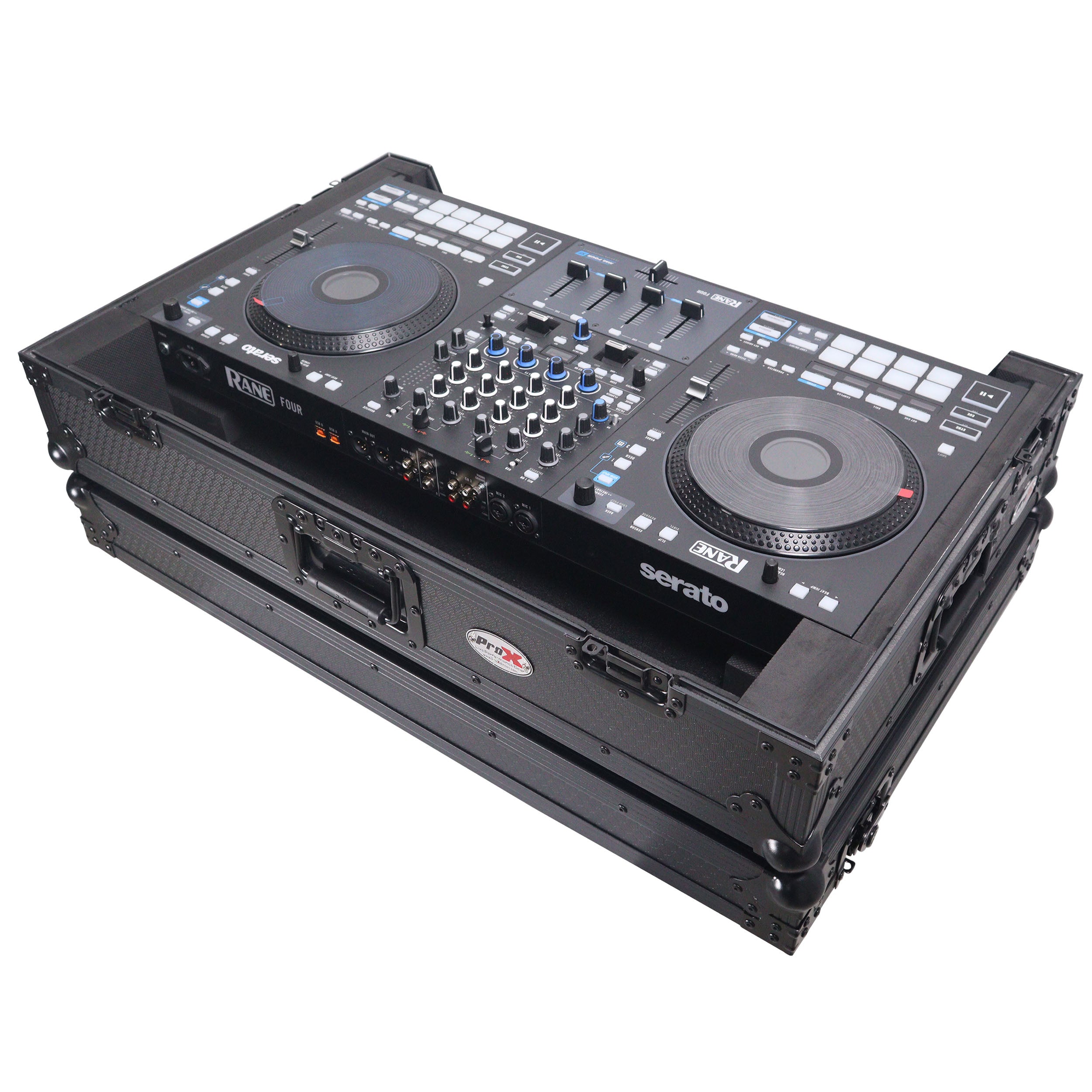 ProX XS-RANEFOURWBL, ATA Flight Style Road Case for RANE Four DJ Controller with 1U Rack Space and Wheels - Black Finish ProX Cases