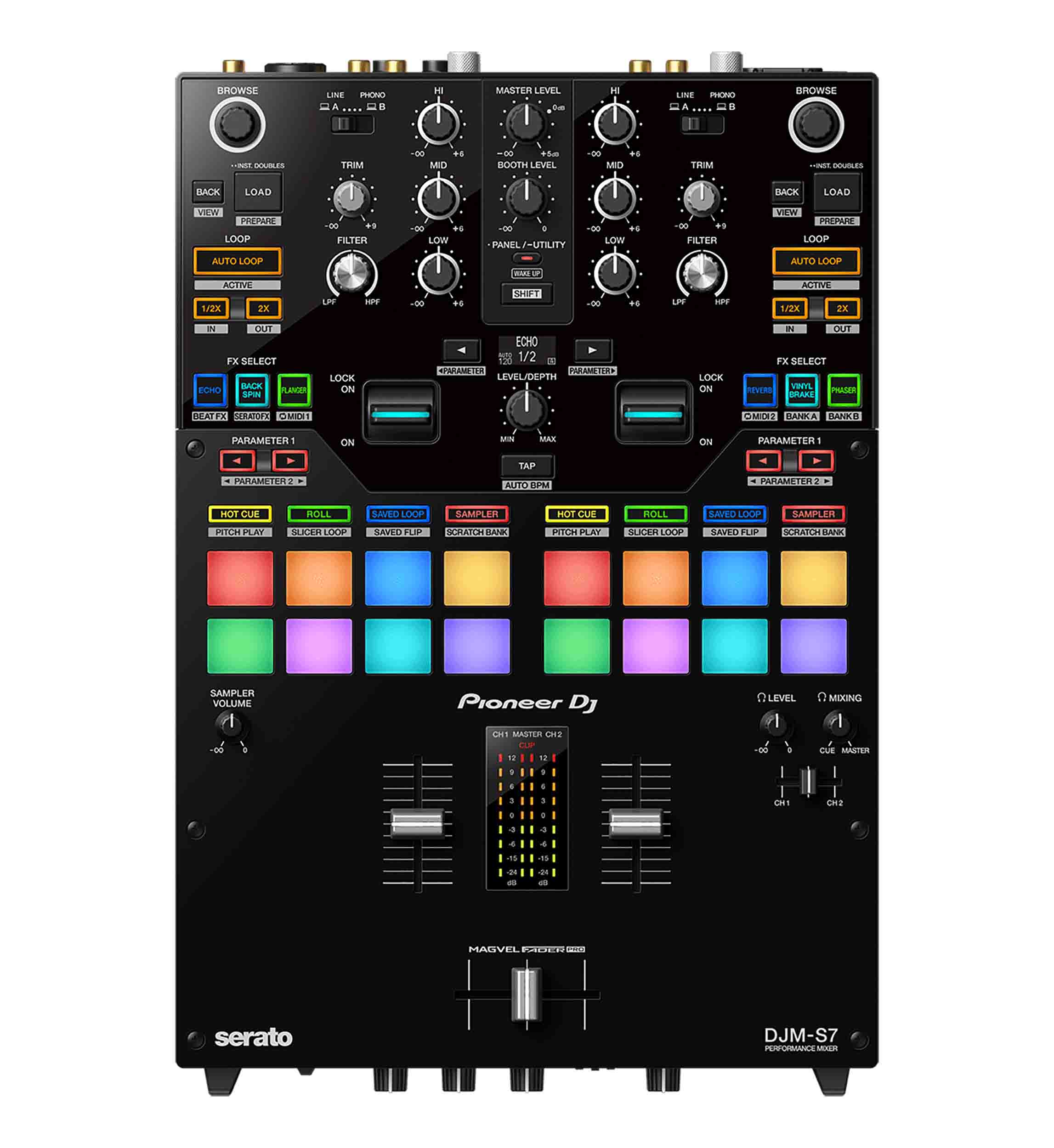 Pioneer DJ PLX-CRSS12 Hybrid Turntable Package with 2-Channel Performance DJ Mixer S7 by Pioneer DJ