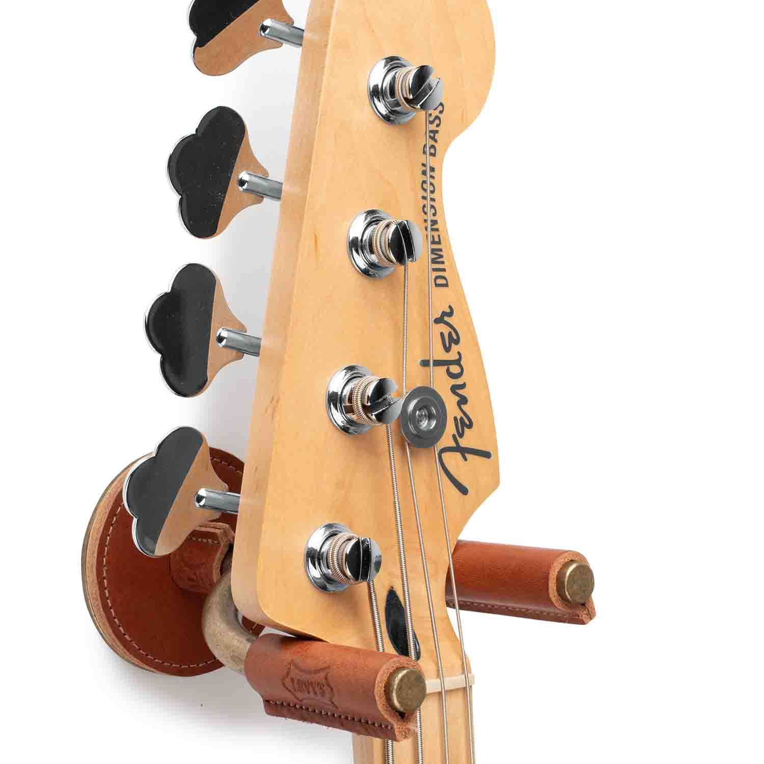 Levy's Leathers LVY-FGHNGR-BRTN Brass Forged Guitar Hanger with Tan Leather - Hollywood DJ