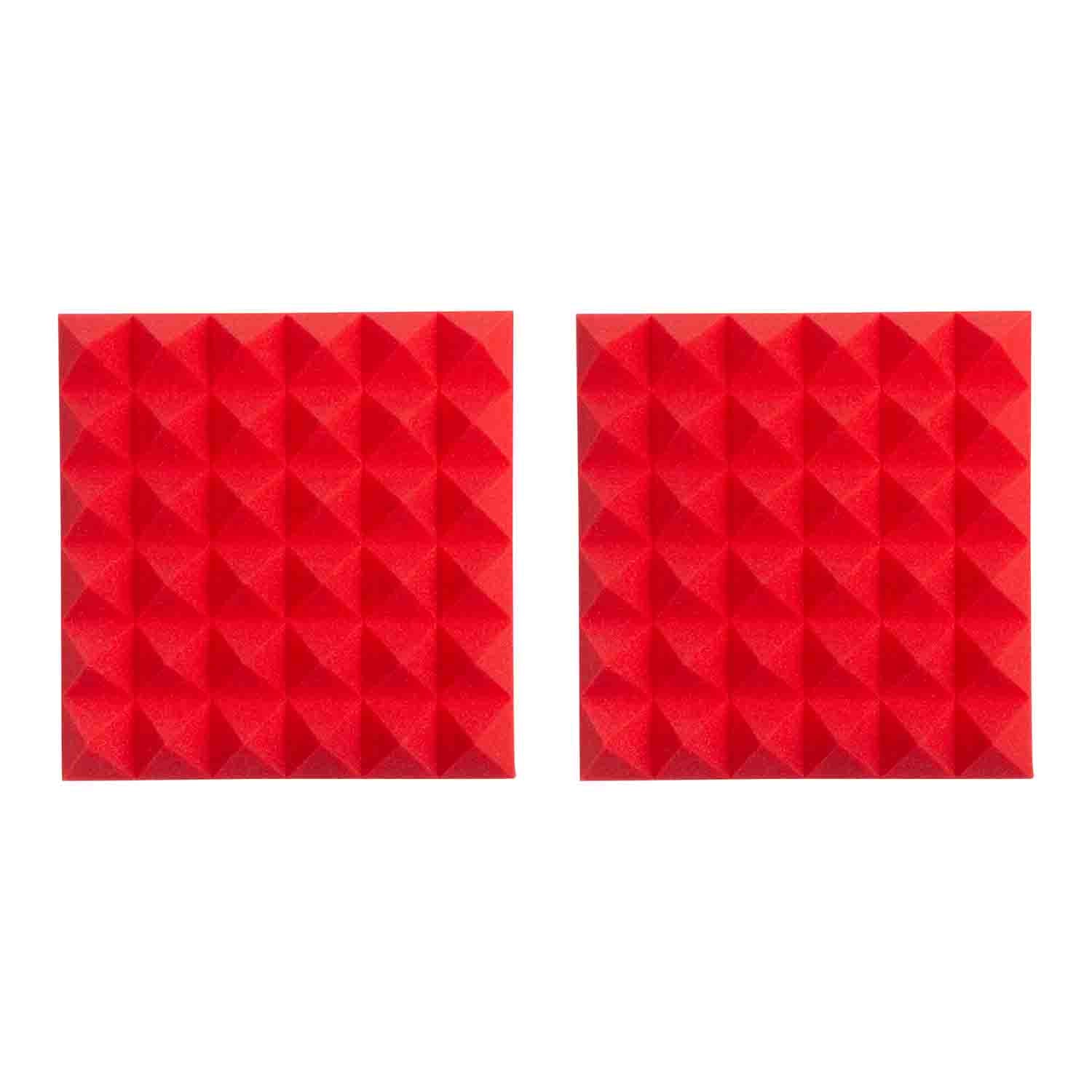 Gator Frameworks GFW-ACPNL1212PRED-2PK Red 12x12" Acoustic Pyramid Panel - 2 Pack - Hollywood DJ