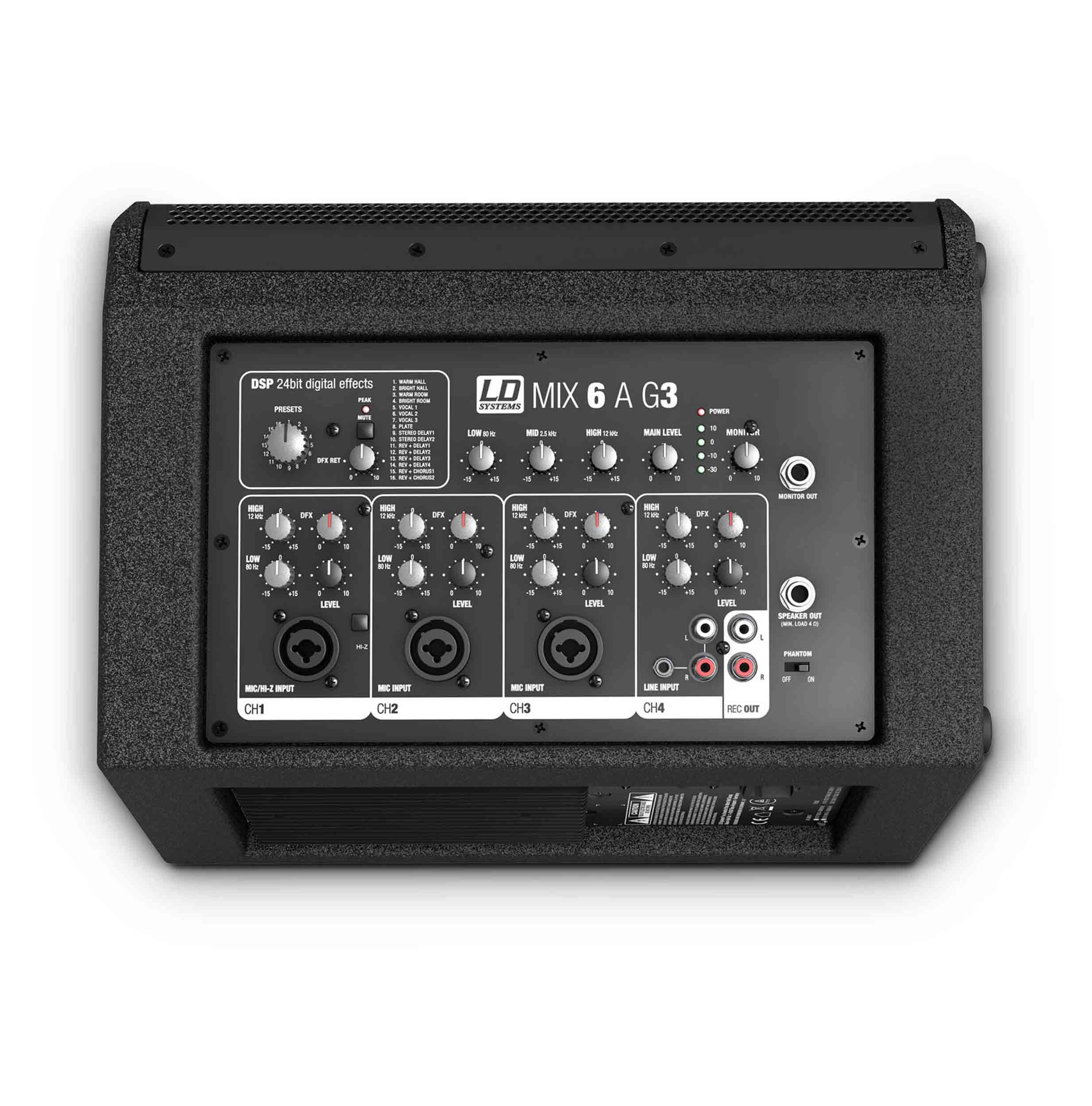 LD Systems MIX 62 A G3 Active 2-Way Loudspeaker with Integrated 4-Channel Mixer - Hollywood DJ