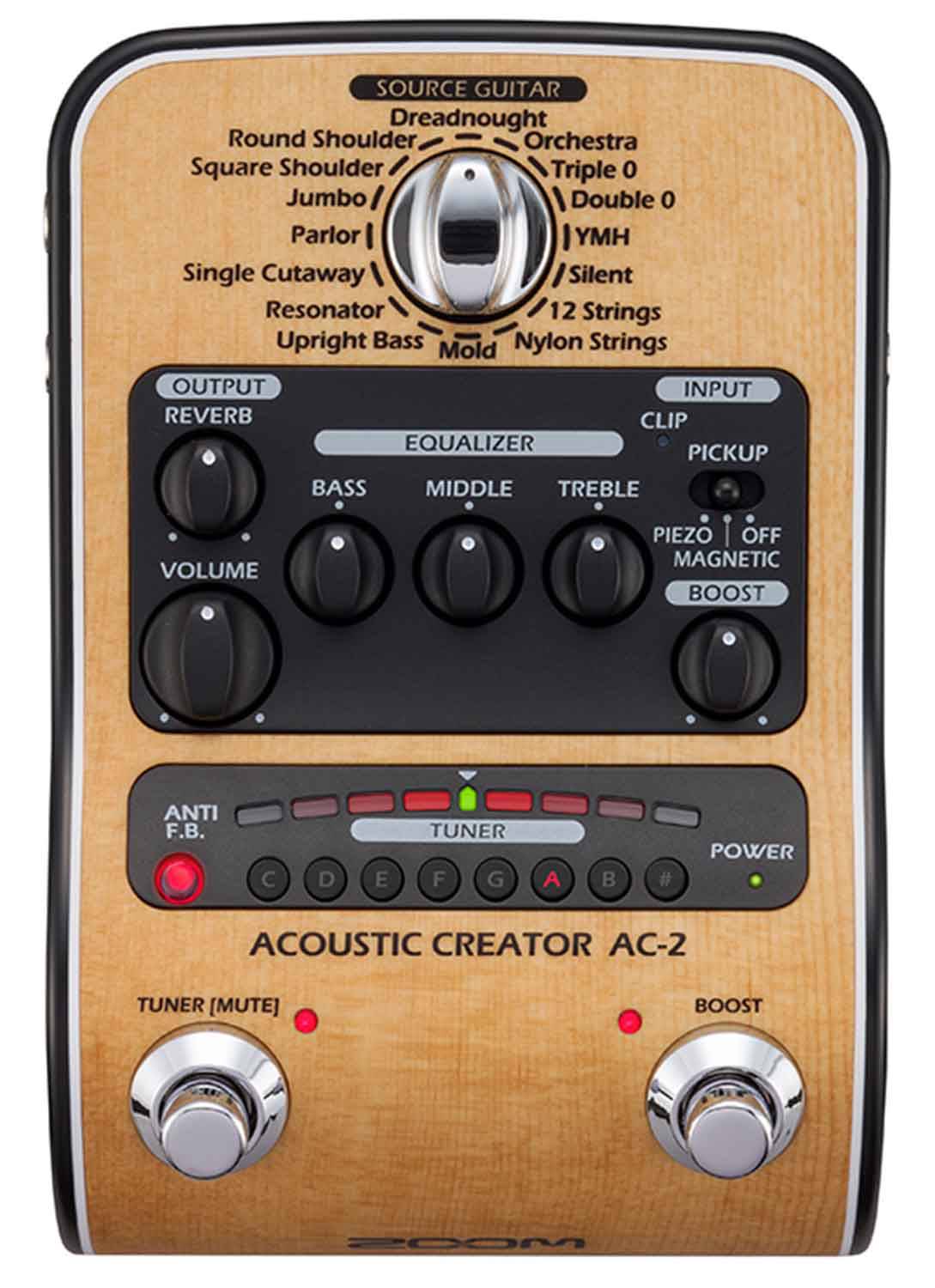 Zoom AC-2 Acoustic Creator Direct Box With 16 Source Guitars - Hollywood DJ