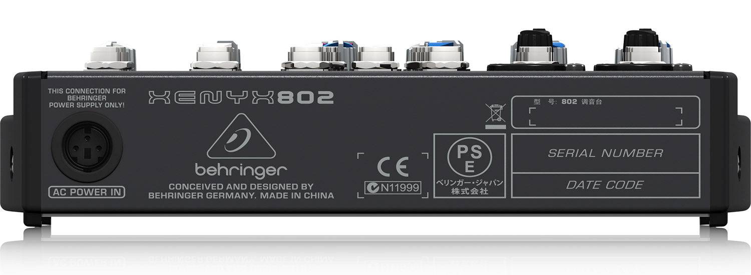 Behringer Xenyx 802, 8-Input 2-Bus Mixer With XENYX Mic Preamps And British EQs - Hollywood DJ