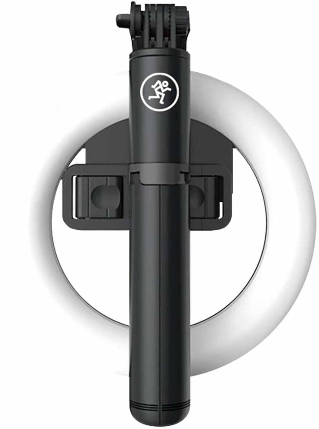 Mackie mRING-6, 6" Battery-Powered Ring Light with Convertible Selfie Stick/Stand and Remote - Hollywood DJ