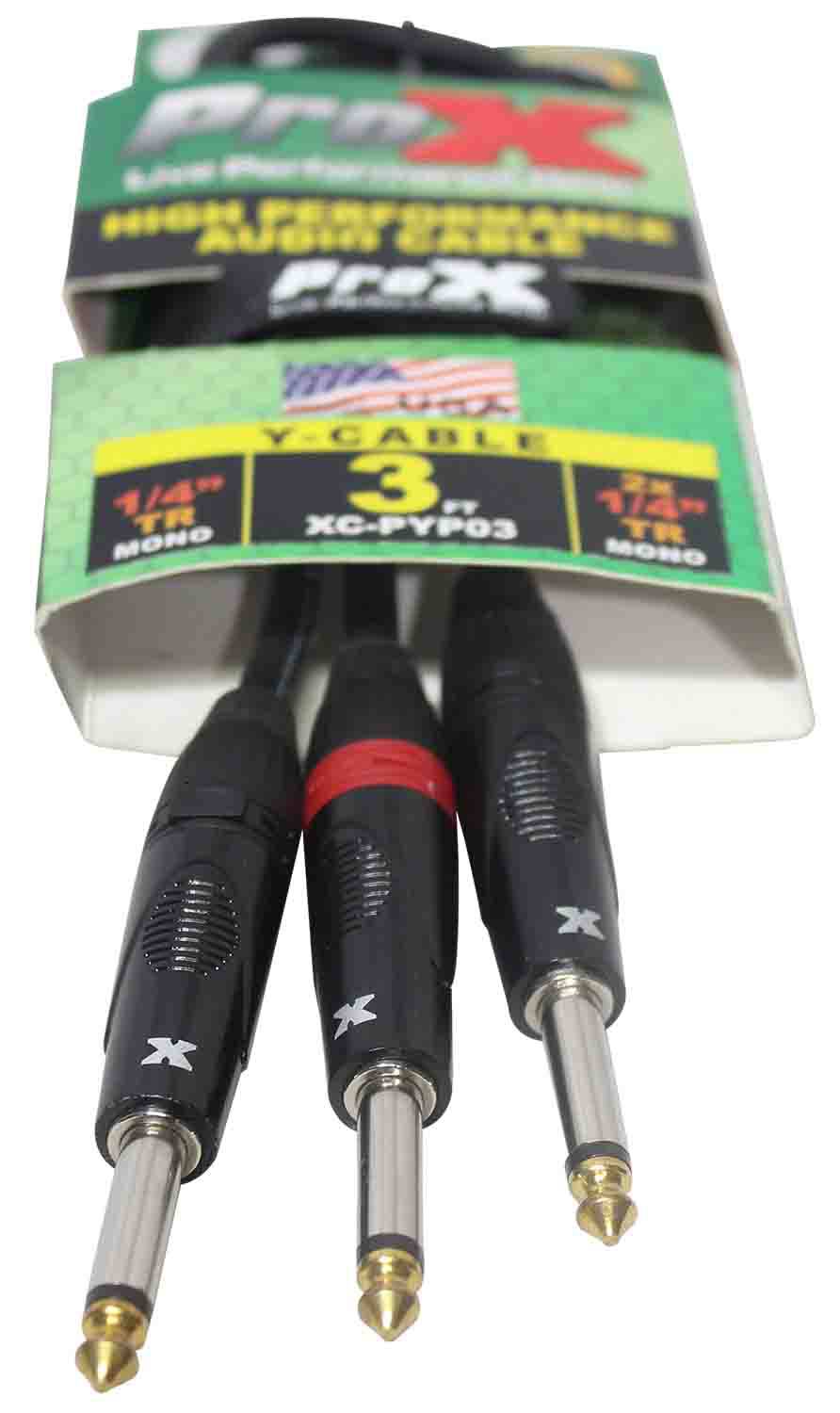 Prox XC-PYP03 1/4" TS-M to Dual 1/4" TS-M High Performance Audio Cable - 3 Feet - Hollywood DJ