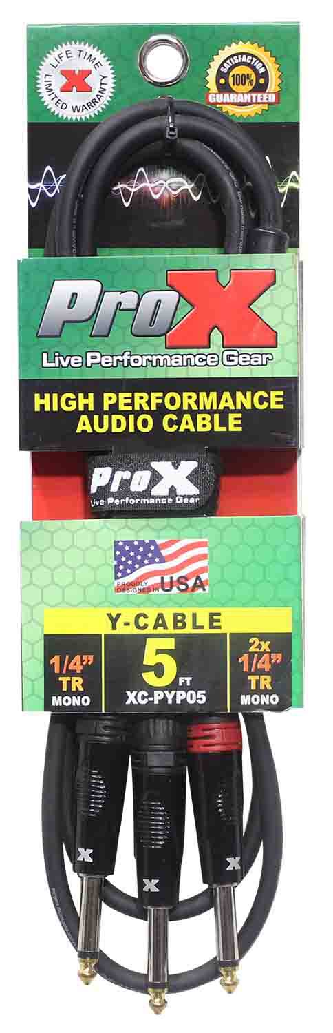 Prox XC-PYP05 1/4" TS-M to Dual 1/4" TS-M High Performance Audio Cable - 5 Feet - Hollywood DJ
