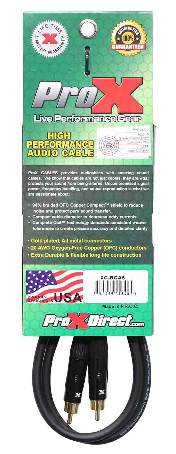 Prox XC-RCA05 High Performance Audio Cable RCA to RCA - 5 Feet - Hollywood DJ