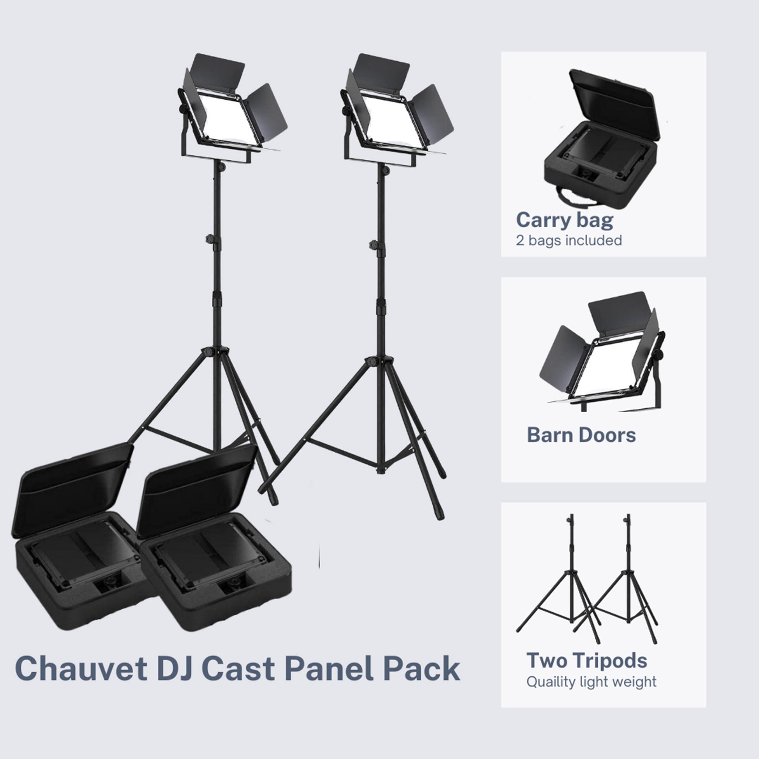Chauvet DJ Cast Panel Pack, Complete Lighting Solution for Vlogging