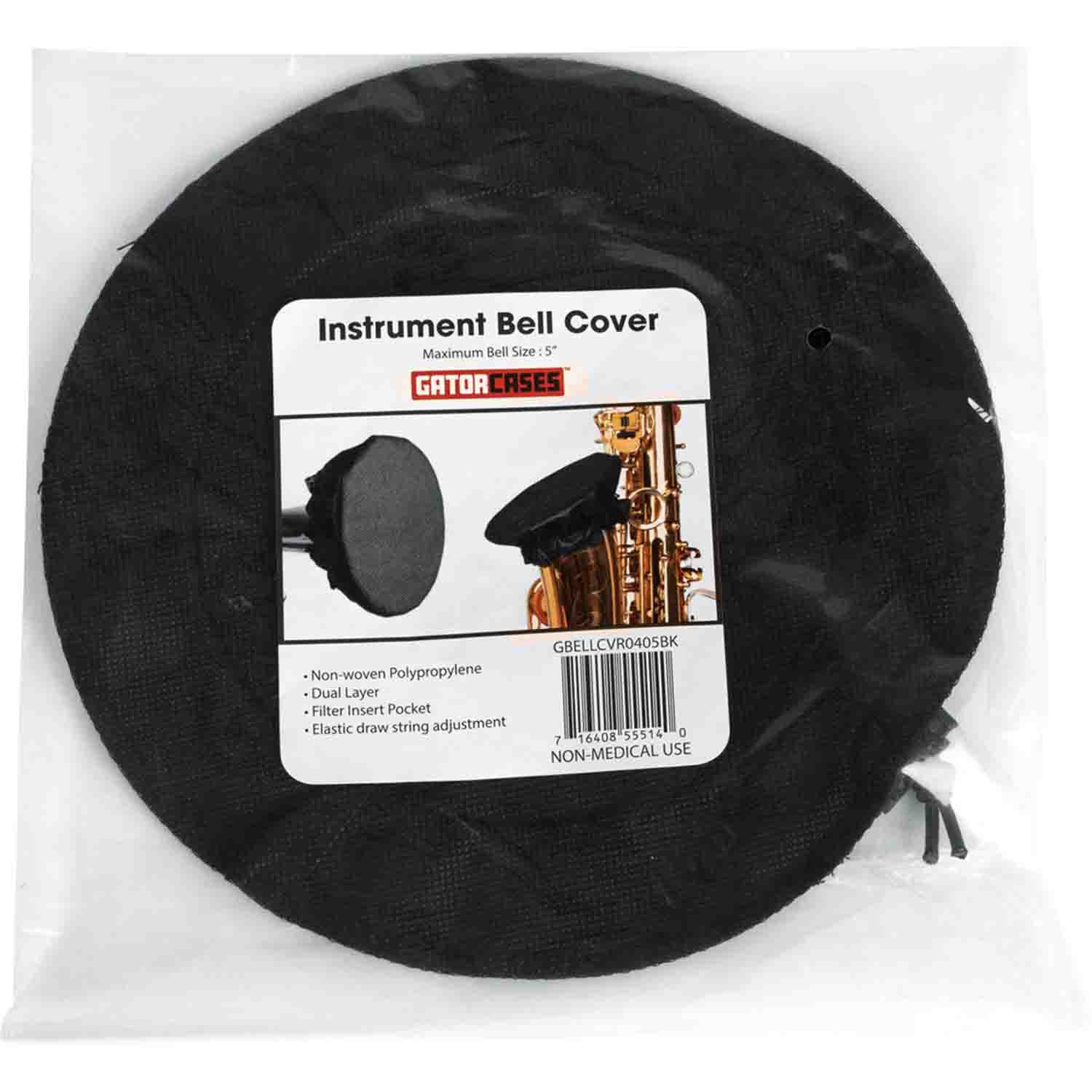 Gator Cases GBELLCVR1415BK 14-15 Inches Bell Cover with MERV 13 Filter - Black - Hollywood DJ