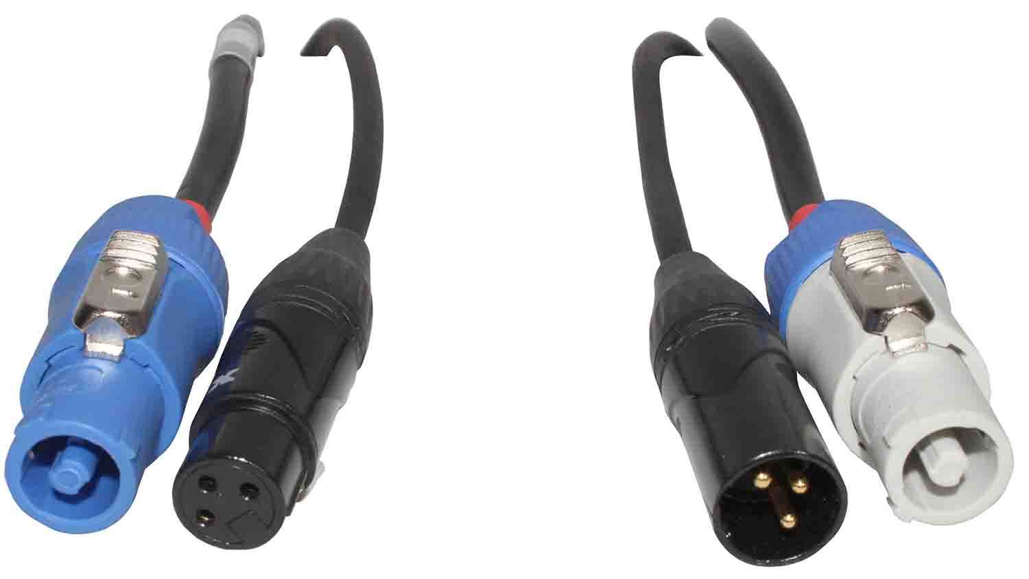 ProX XC-PWC14-DMX05 14 AWG Blue-M to Gray-M and DMX-3 XLR Male to Female Cables for Powercon Compatible Devices - 5 Feet - Hollywood DJ