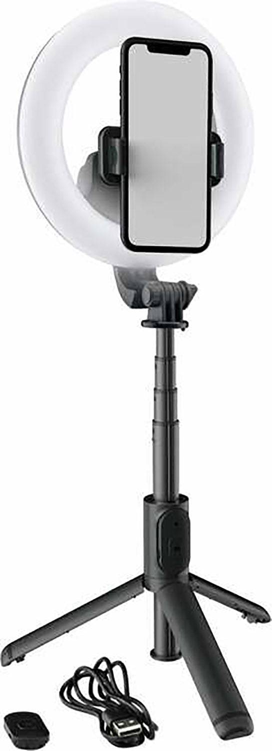 Mackie mRING-6, 6" Battery-Powered Ring Light with Convertible Selfie Stick/Stand and Remote - Hollywood DJ