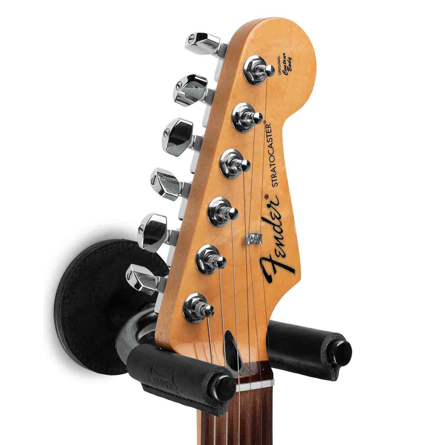 Levy's Leathers LVY-FGHNGR-SMBK Smoke Forged Guitar Hanger with Black Leather - Hollywood DJ