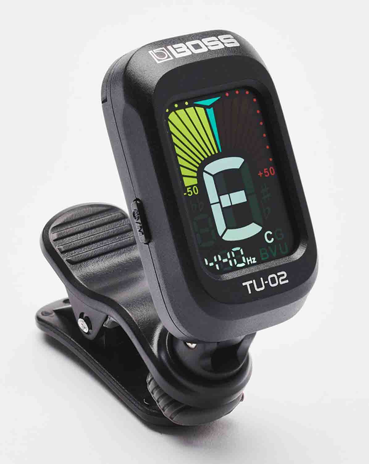 Boss TU-02 Clip-On Tuner with High Contrast Color Display - Hollywood DJ