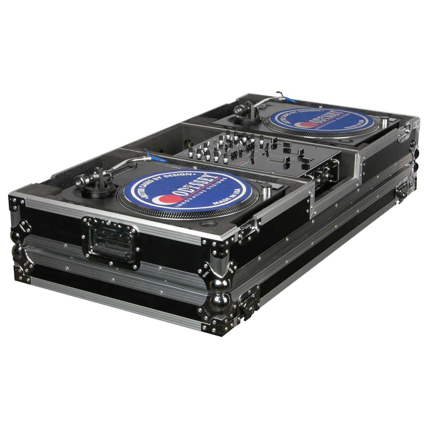 Odyssey FZBM10W, 10″ Format DJ Mixer and Two Battle Position Turntables Flight Coffin Case - Hollywood DJ