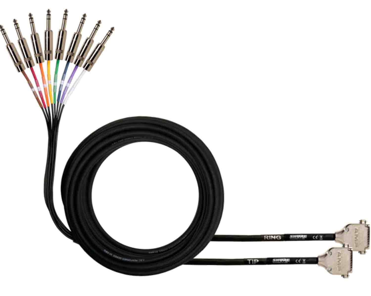 Shure DB25-TRSM 8 Channel DB25 to TRS Audio Snake Cable - 25 Feet - Hollywood DJ