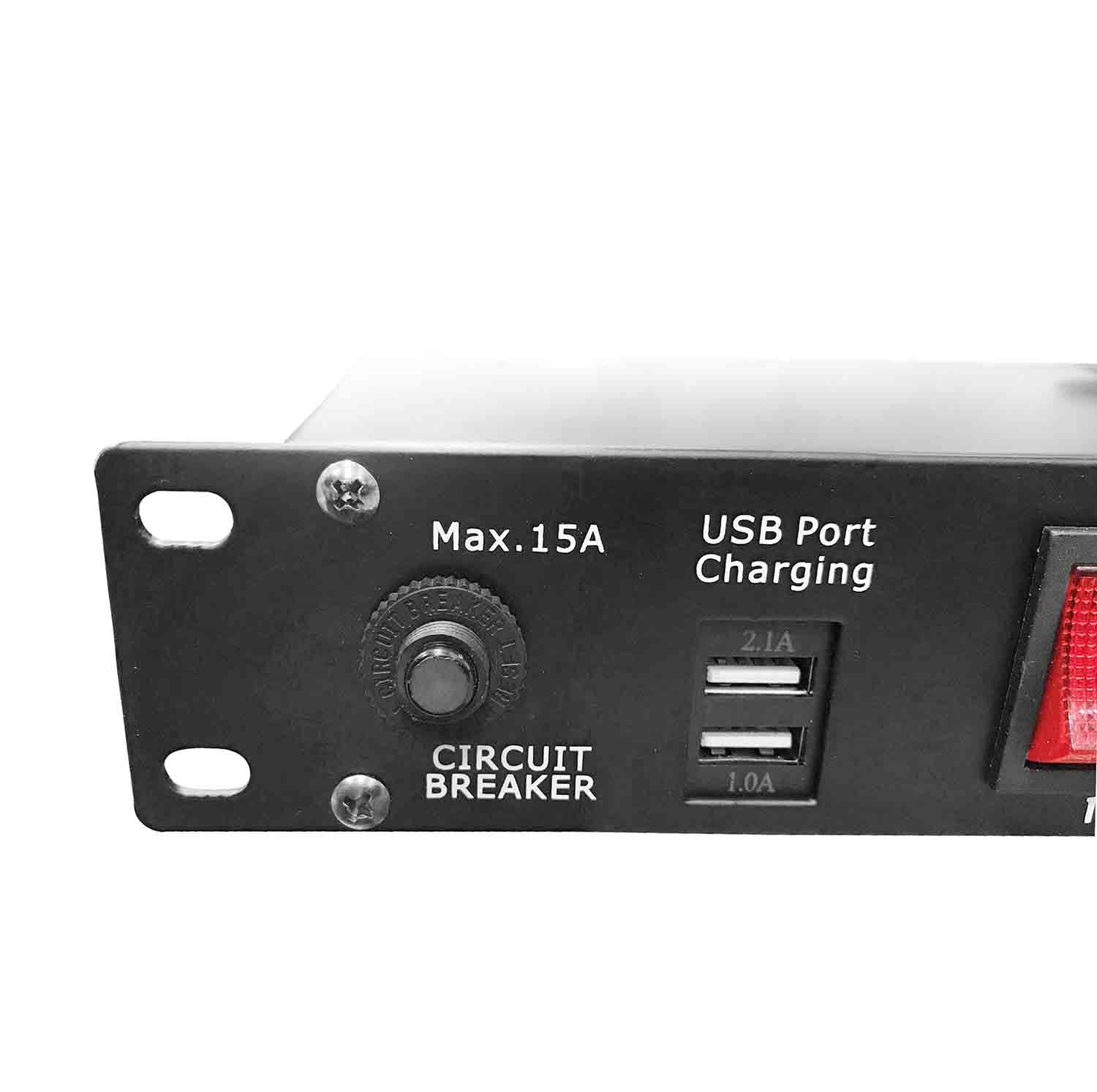 ProX X-PC10USB 10 Plug Rack Mount Power Distribution Switch with 2 USB Charging Ports - Hollywood DJ