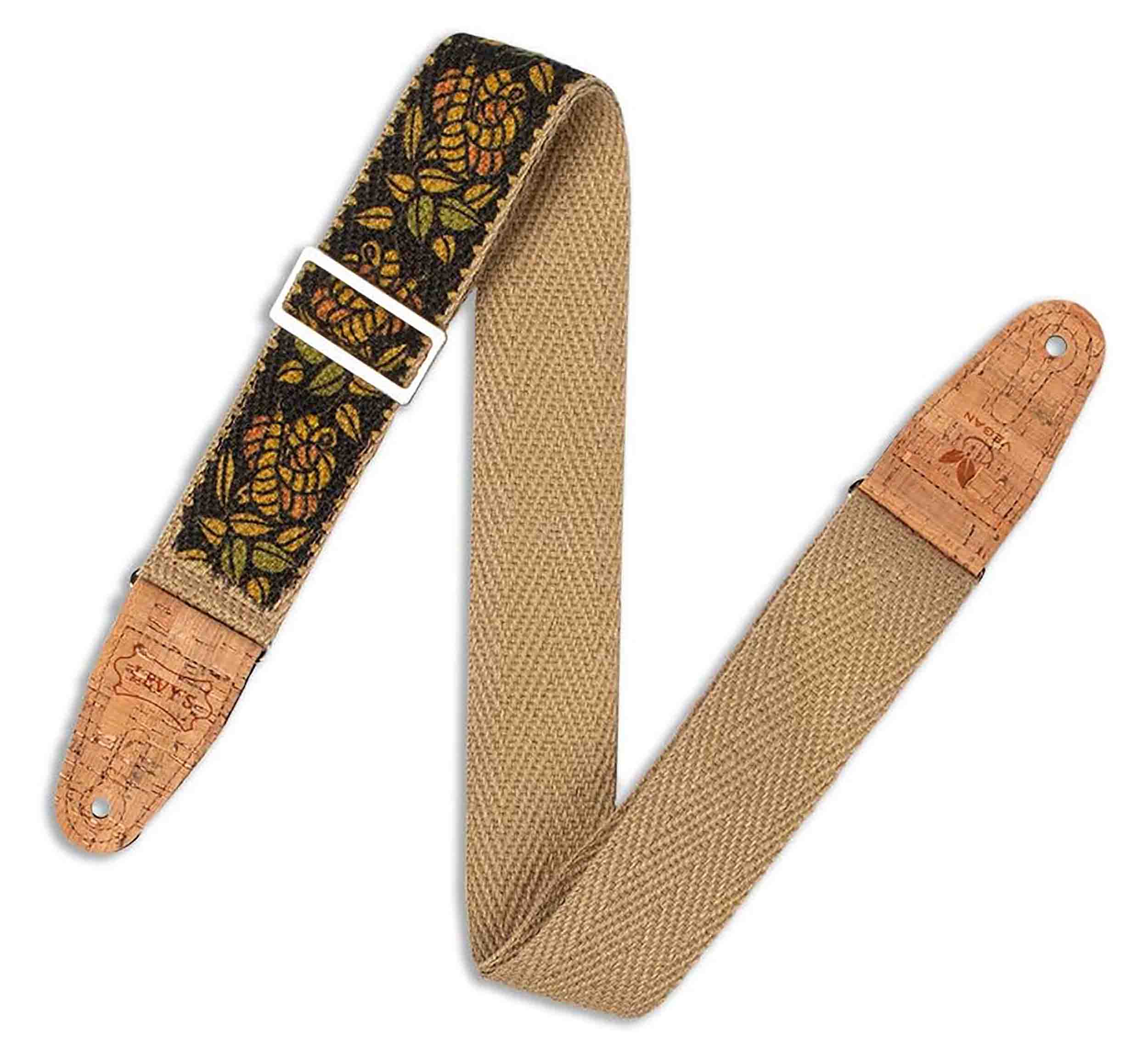 Levy's Leathers MH8P-010 2” Hemp ‘Vegan’ Guitar Strap with Printed Rosa Motif - Hollywood DJ