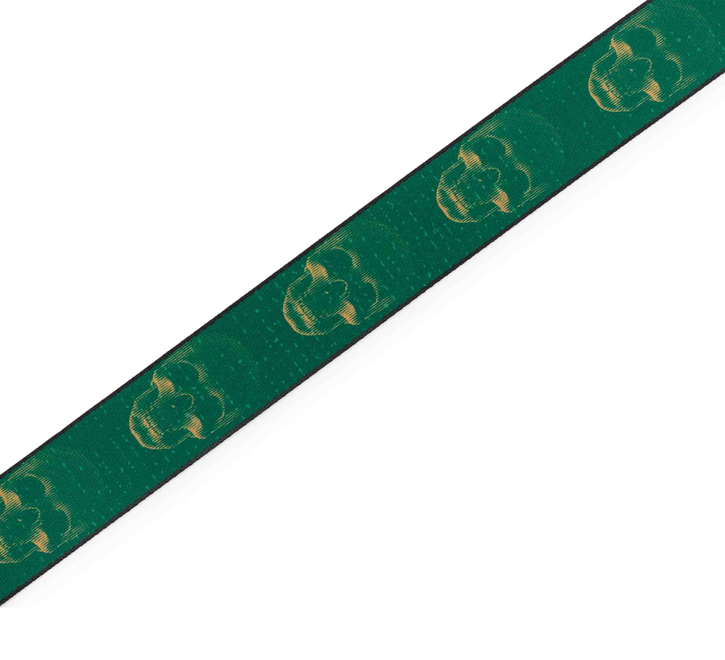 Levy's Leathers MPD2-113 2” Wide Polyester Guitar Strap with Green and Mustard Scanned Skull Motif - Hollywood DJ