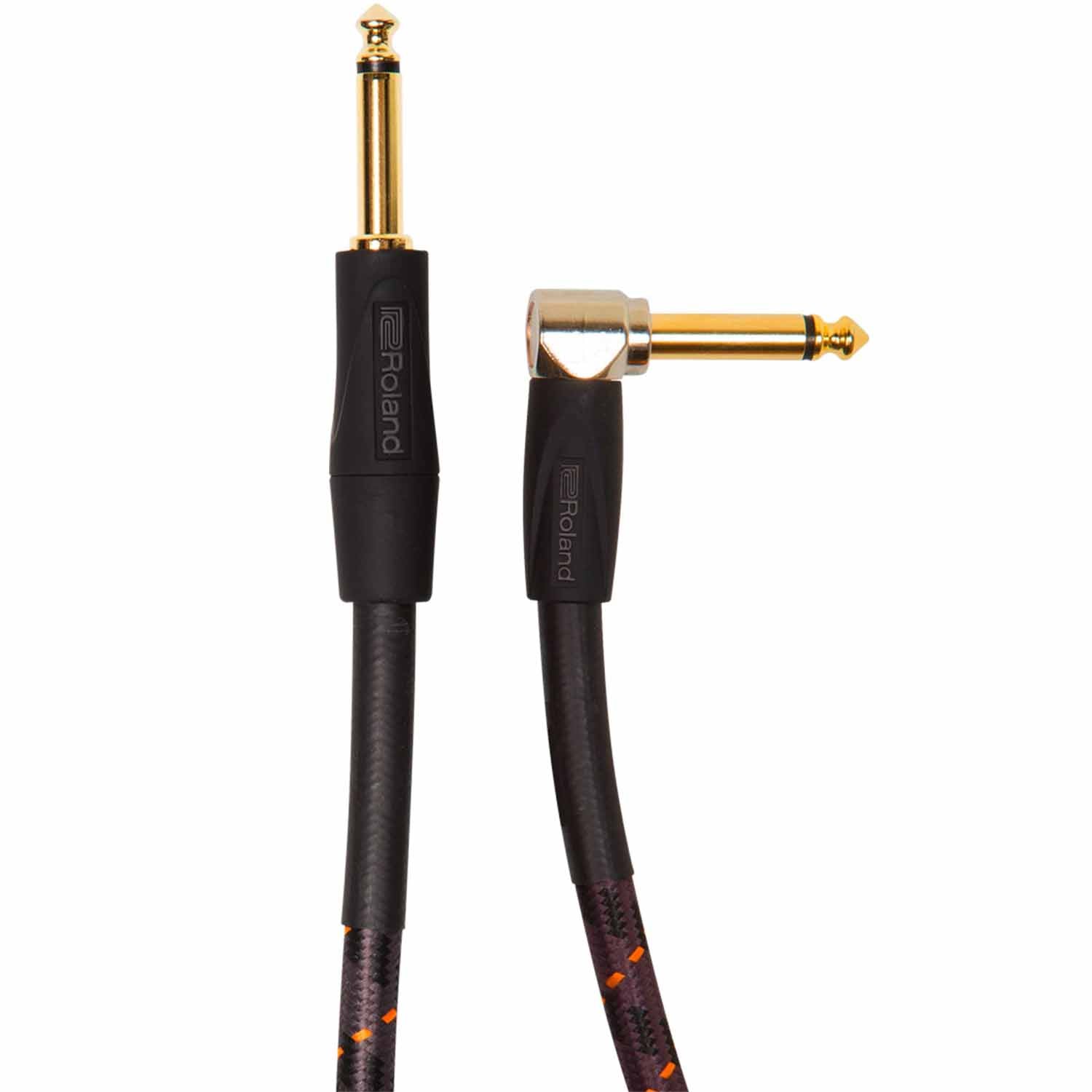 Roland RICG10A, Gold Series Straight to Right Angle Instrument Cable - 10 Feet - Hollywood DJ